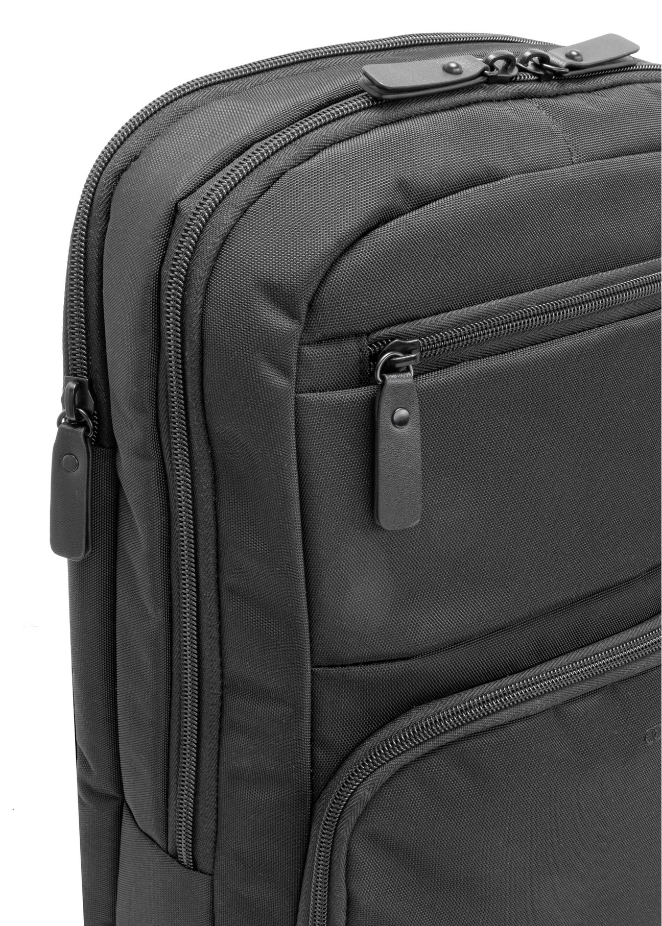 Large black men's backpack TORMN-0389-99(W26) - close-up detail, on white background.