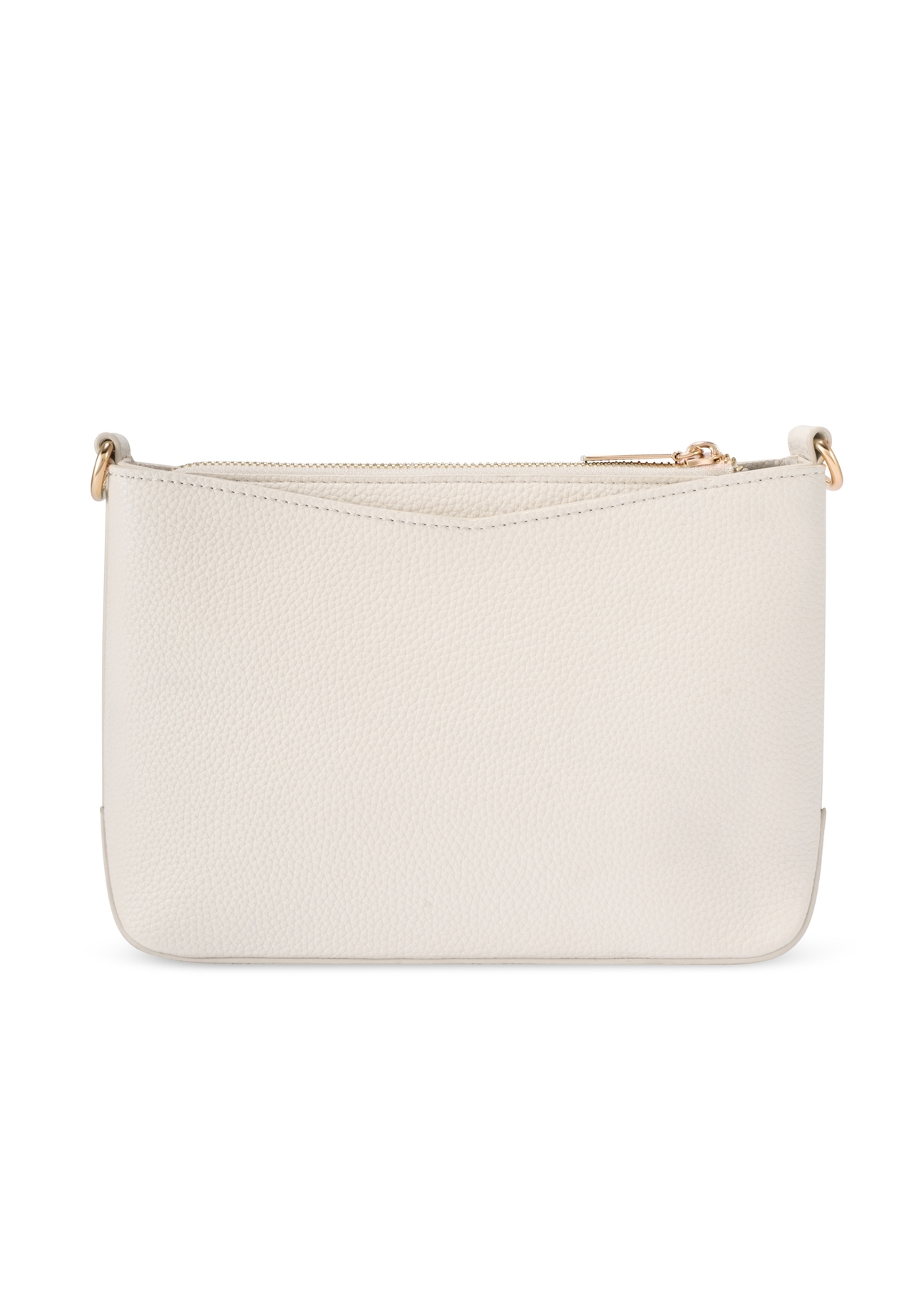Cream women's handbag with monogram TOREC-1159-0B(W26), product view from the back on a white background.