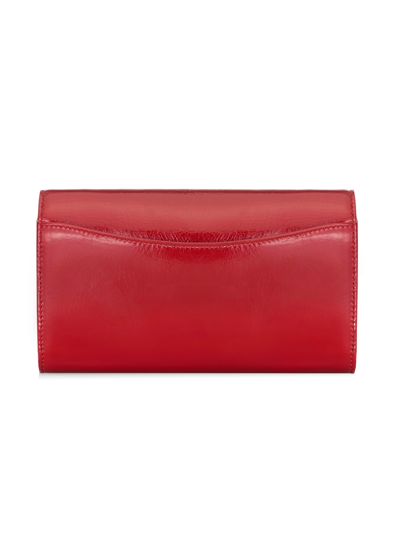 Red leather clutch bag TORES-1215-4B(W26), back view of the product on a white background.