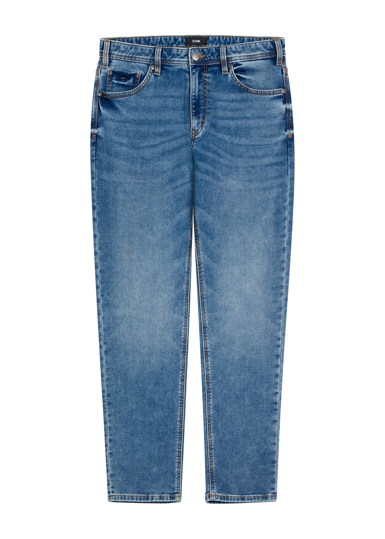 Men's dark blue jeans JEAMT-0021-7H(W26), front product view on white background.