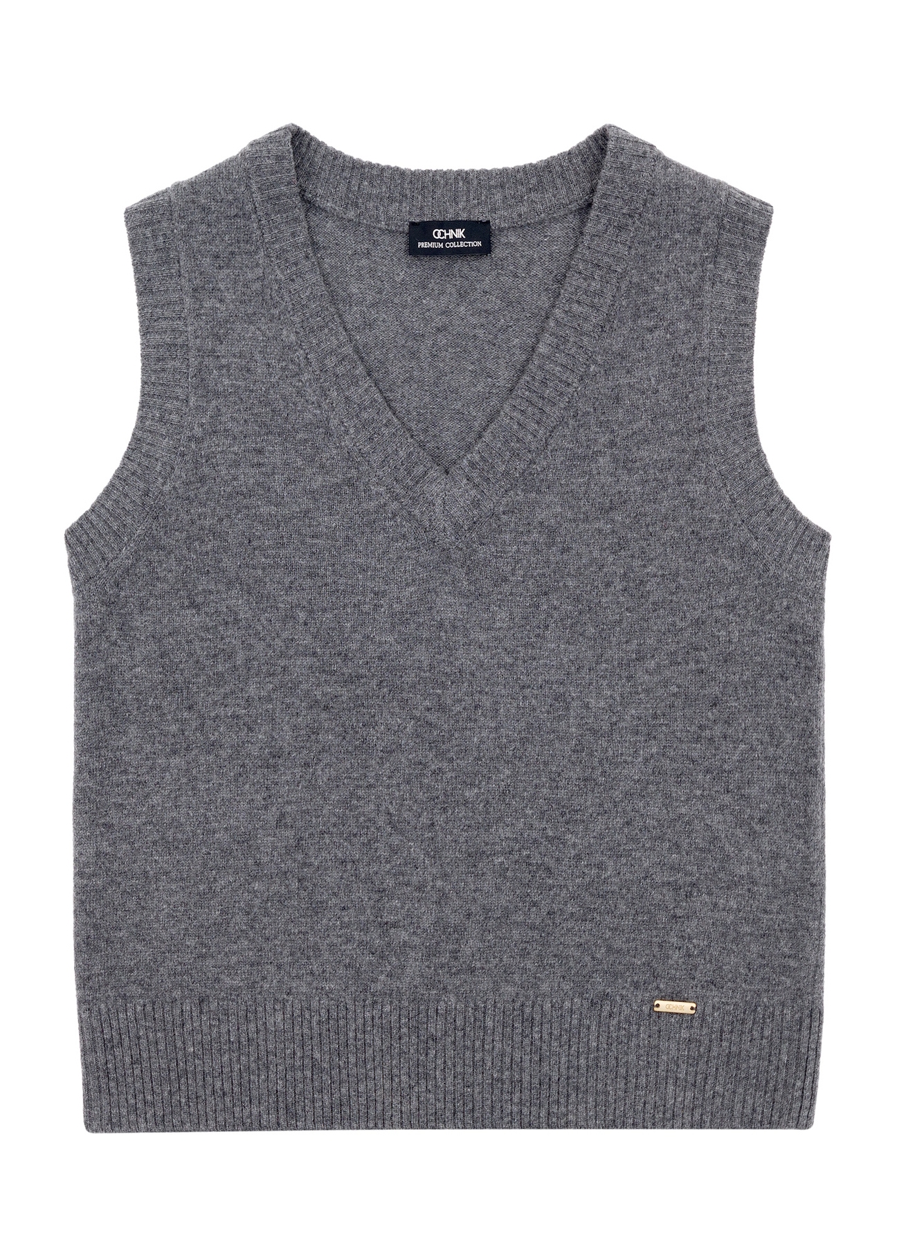 Women's wool vest in gray color SWEDT-0253-91(Z25), product view from the front on a white background.