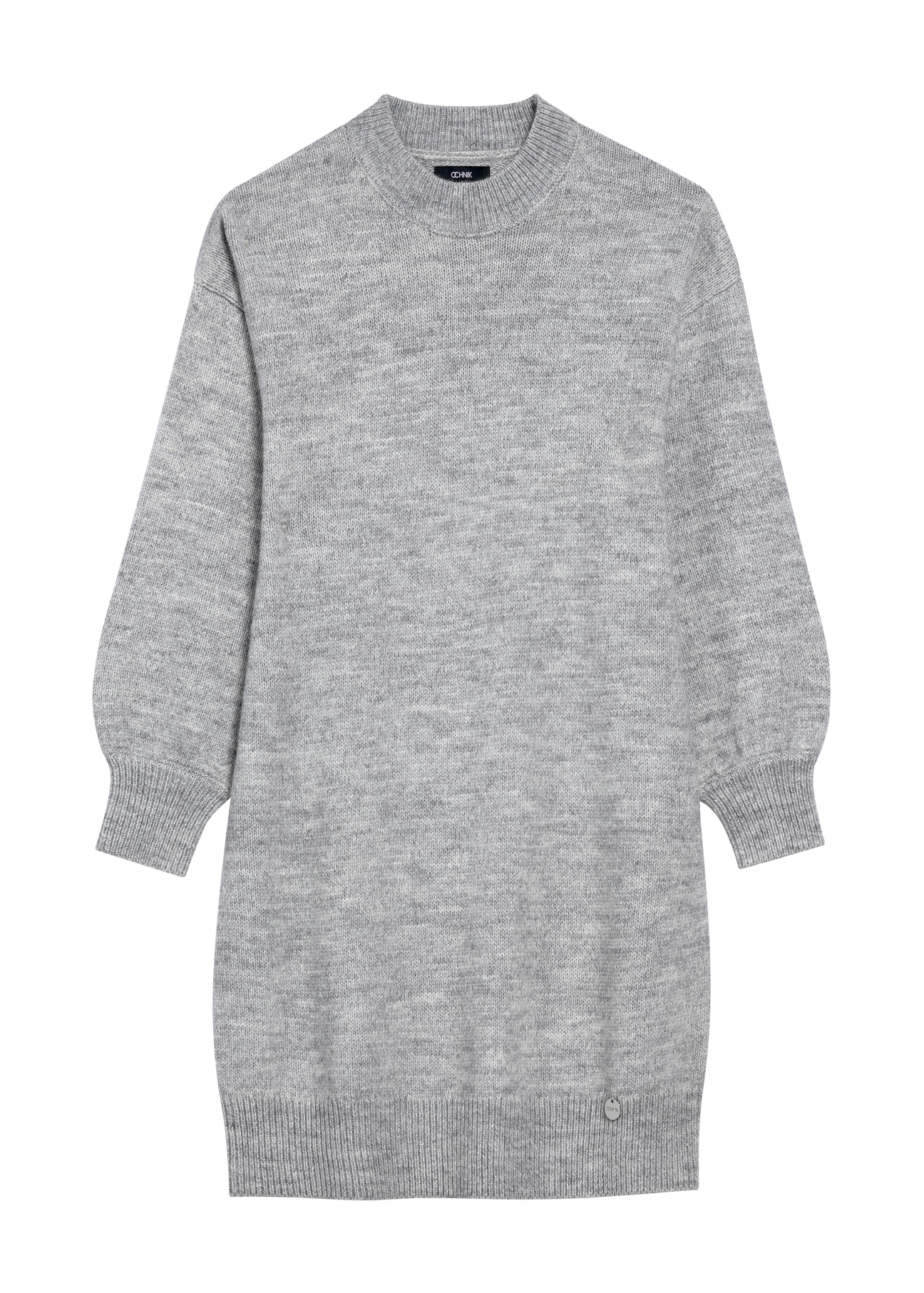 Gray sweater dress SUKDT-0204-91(Z25), product view from the front on a white background.