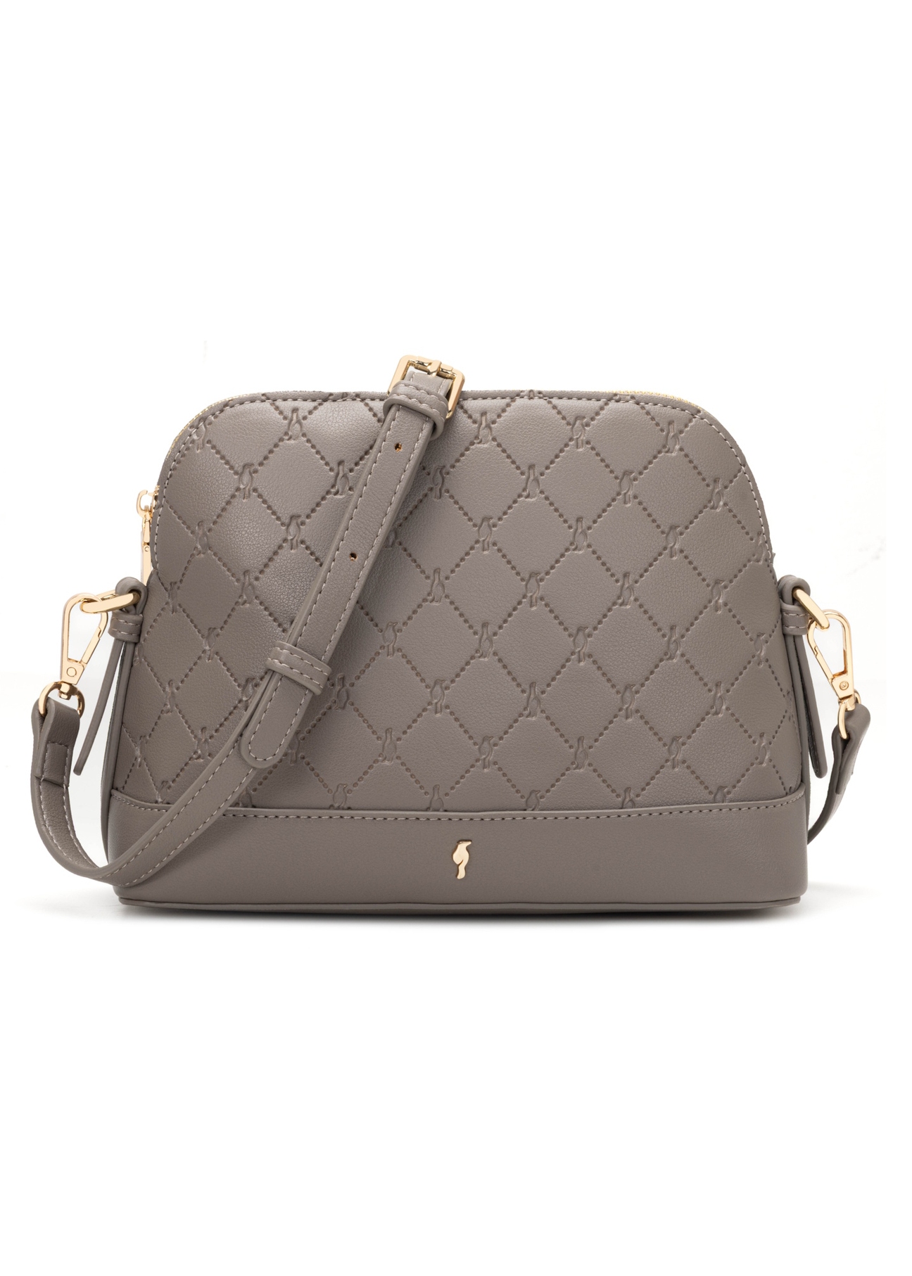 Light brown women's handbag with monogram TOREC-1180-1K(W26), front product view on white background.