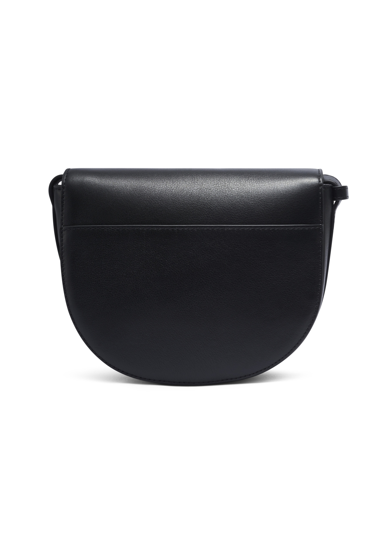 Women's black leather messenger bag TORES-1352-99(Z26). Back view on white background.
