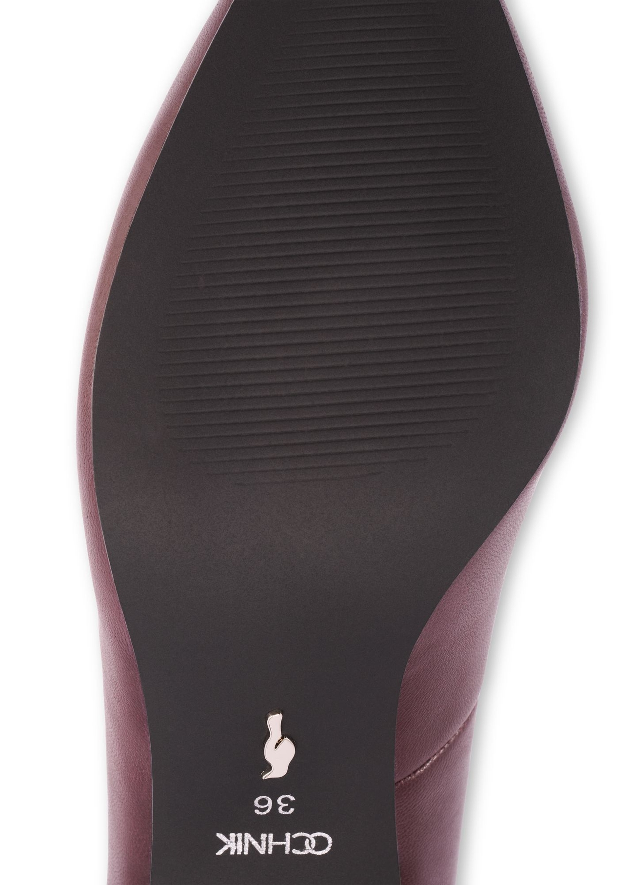 Women's burgundy leather pumps BUTYD-1031-49(Z25) - product view from below on a white background.