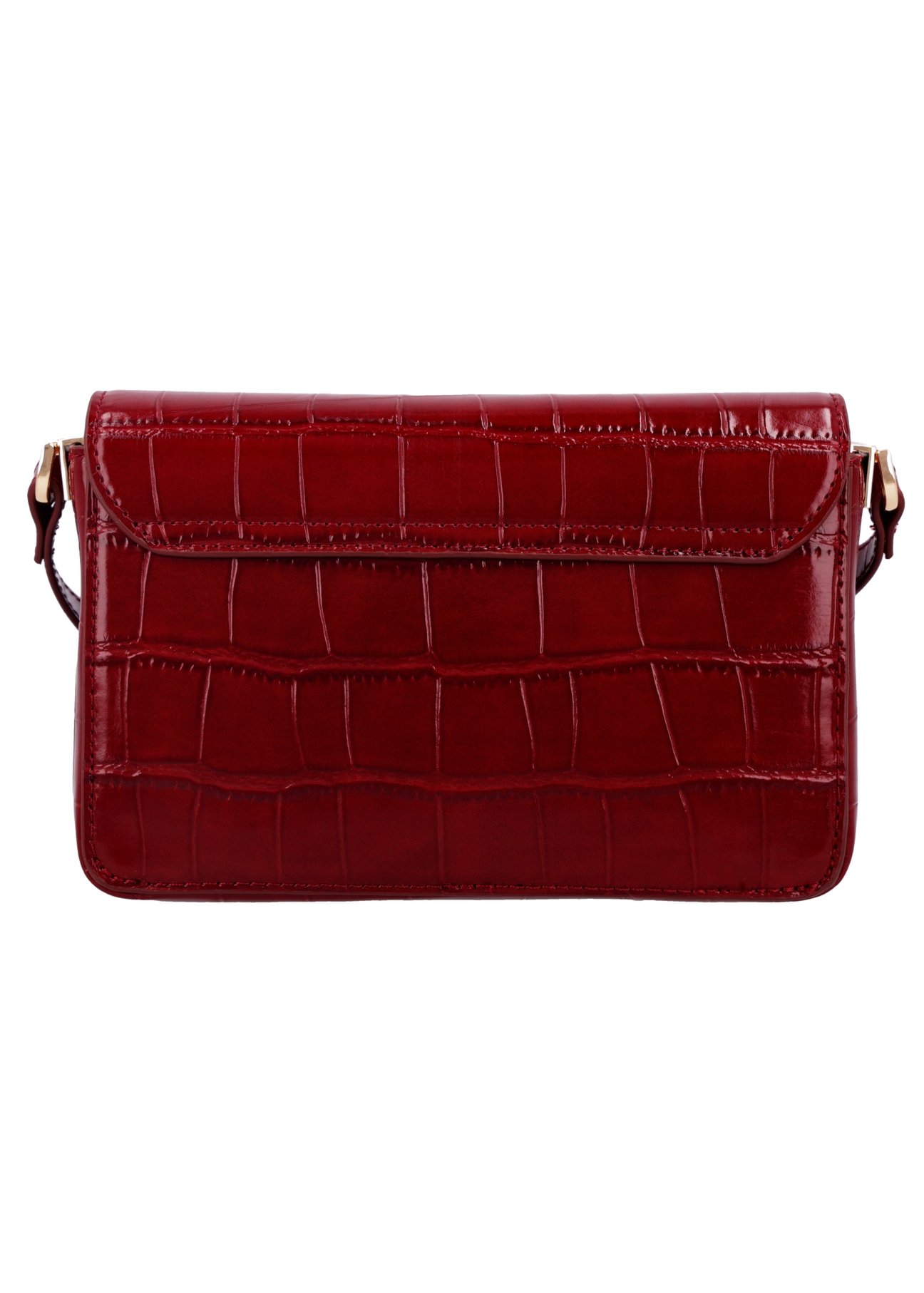 Elegant red women's handbag TOREC-1251-4C(Z26), product view from the back on a white background.