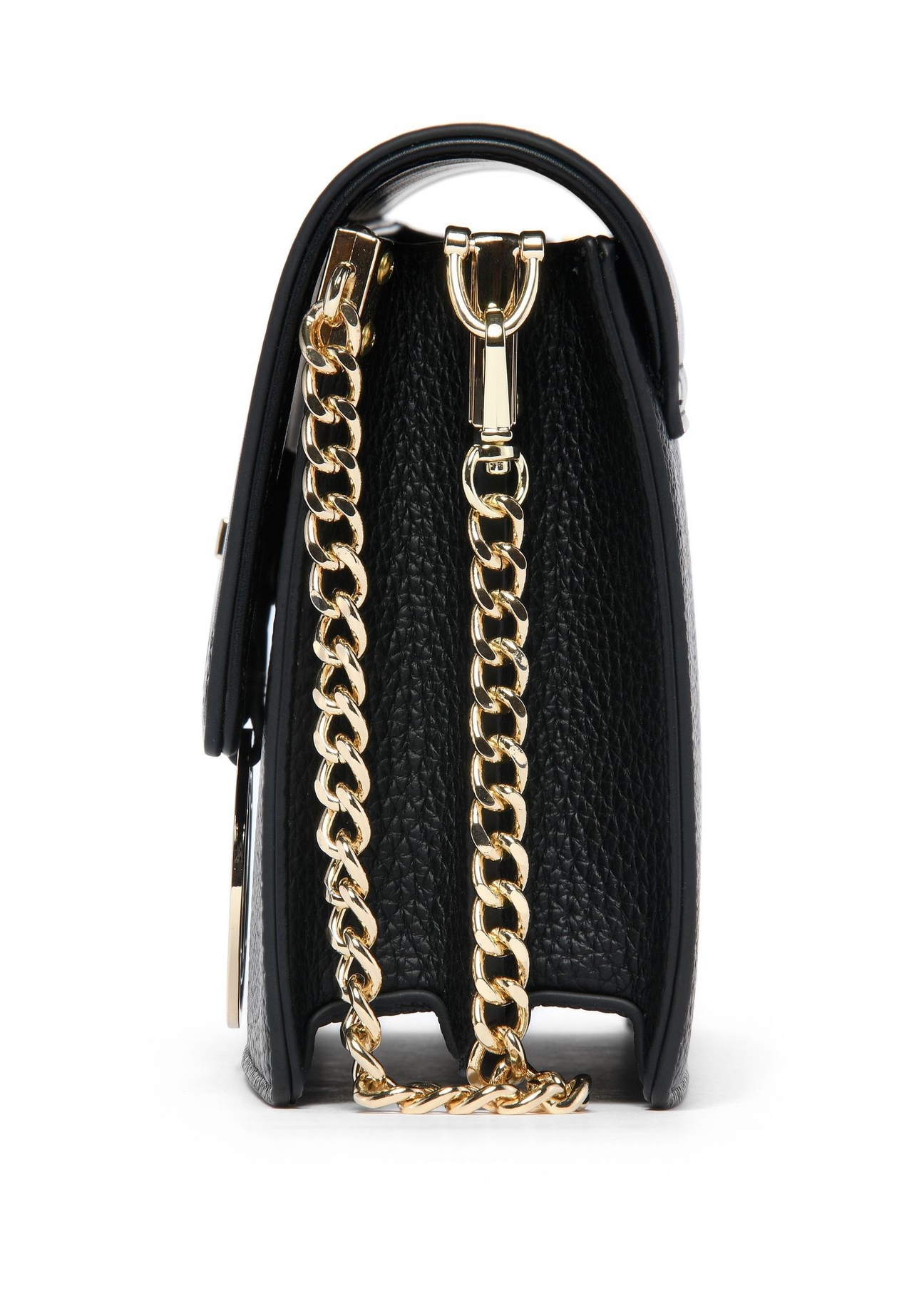 Black women's handbag with monogram TOREC-0536C-99(Z25), side view on white background.
