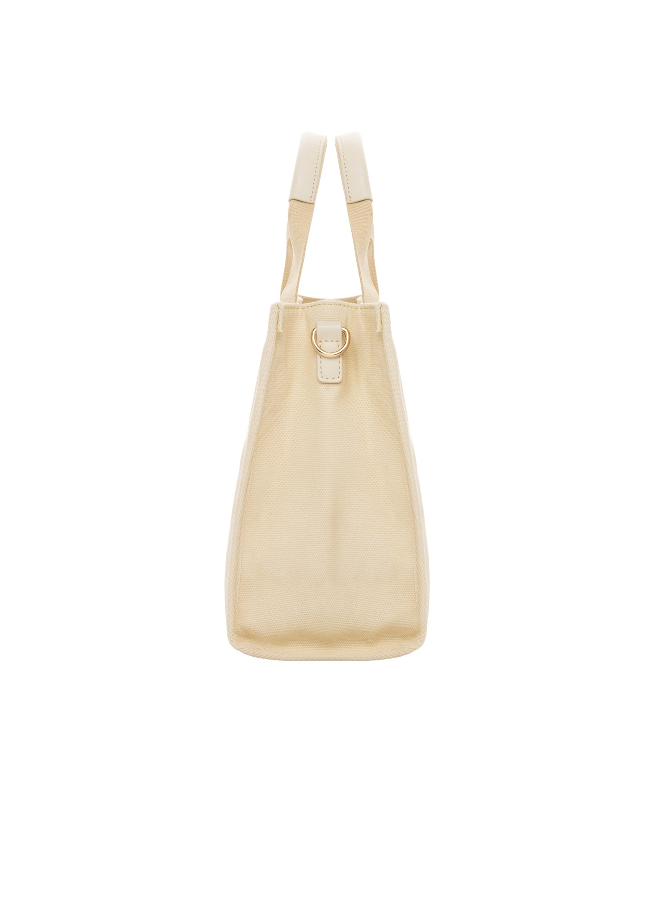 Cream cotton women's handbag TOREN-0332-0B(W26), side product view on white background.