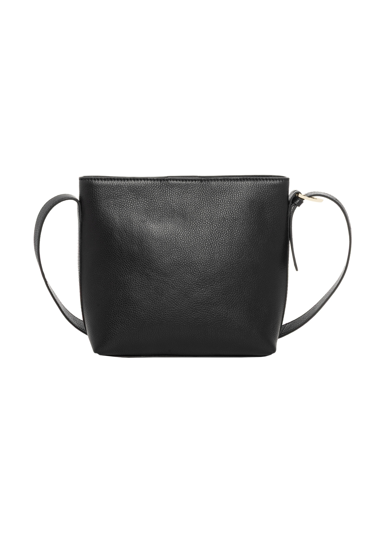Black leather women's shoulder bag TORES-1386-9I(Z26), product view from the back on a white background.