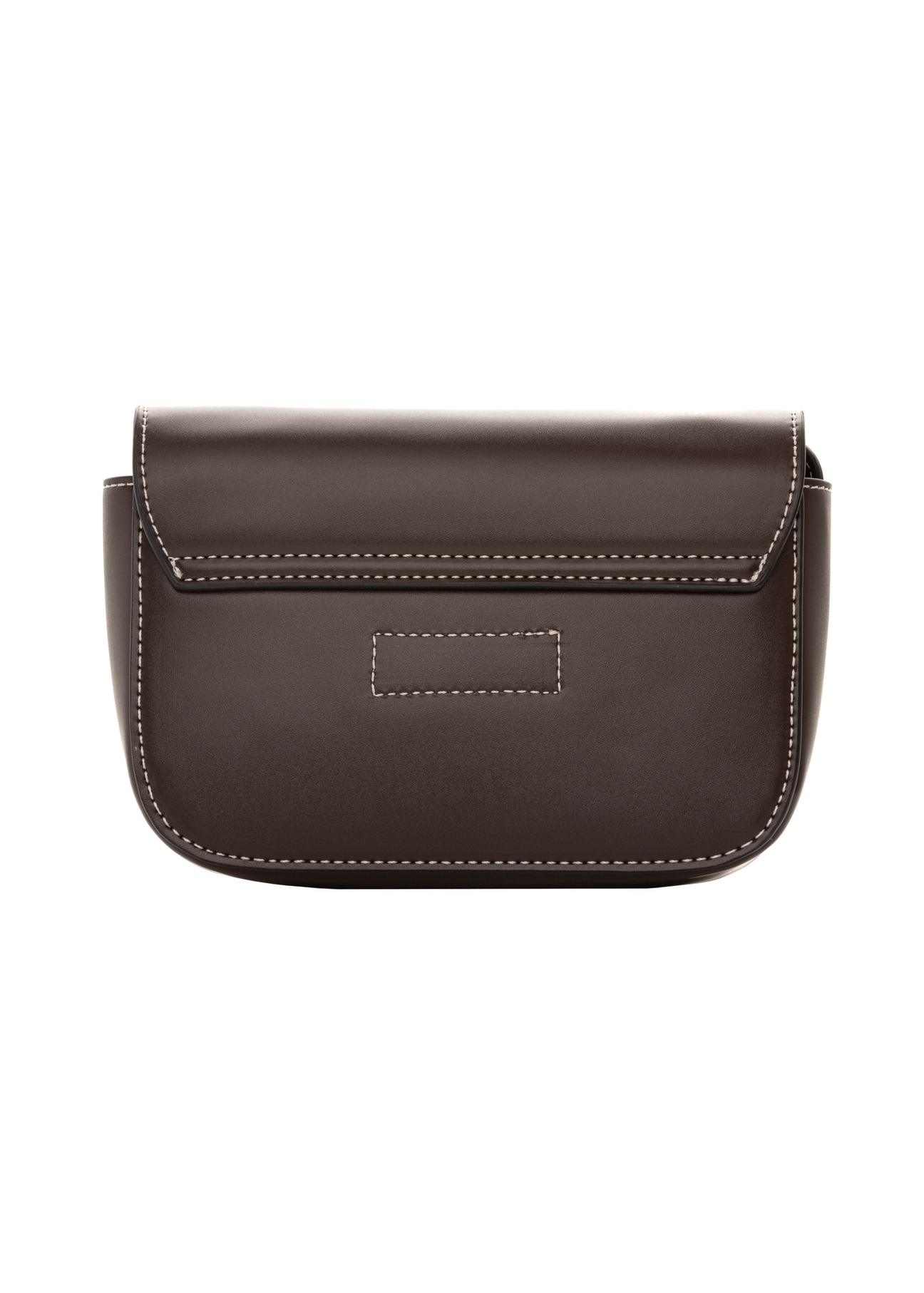 Small brown women's handbag with buckle TOREC-1383-1H(Z26). Back view on white background.