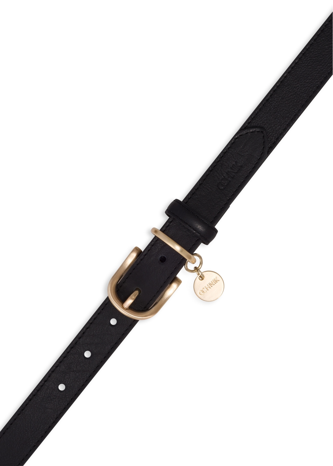 Women's black leather belt PASDS-0275-9I(Z26), product view with the buckle shown against a white background.