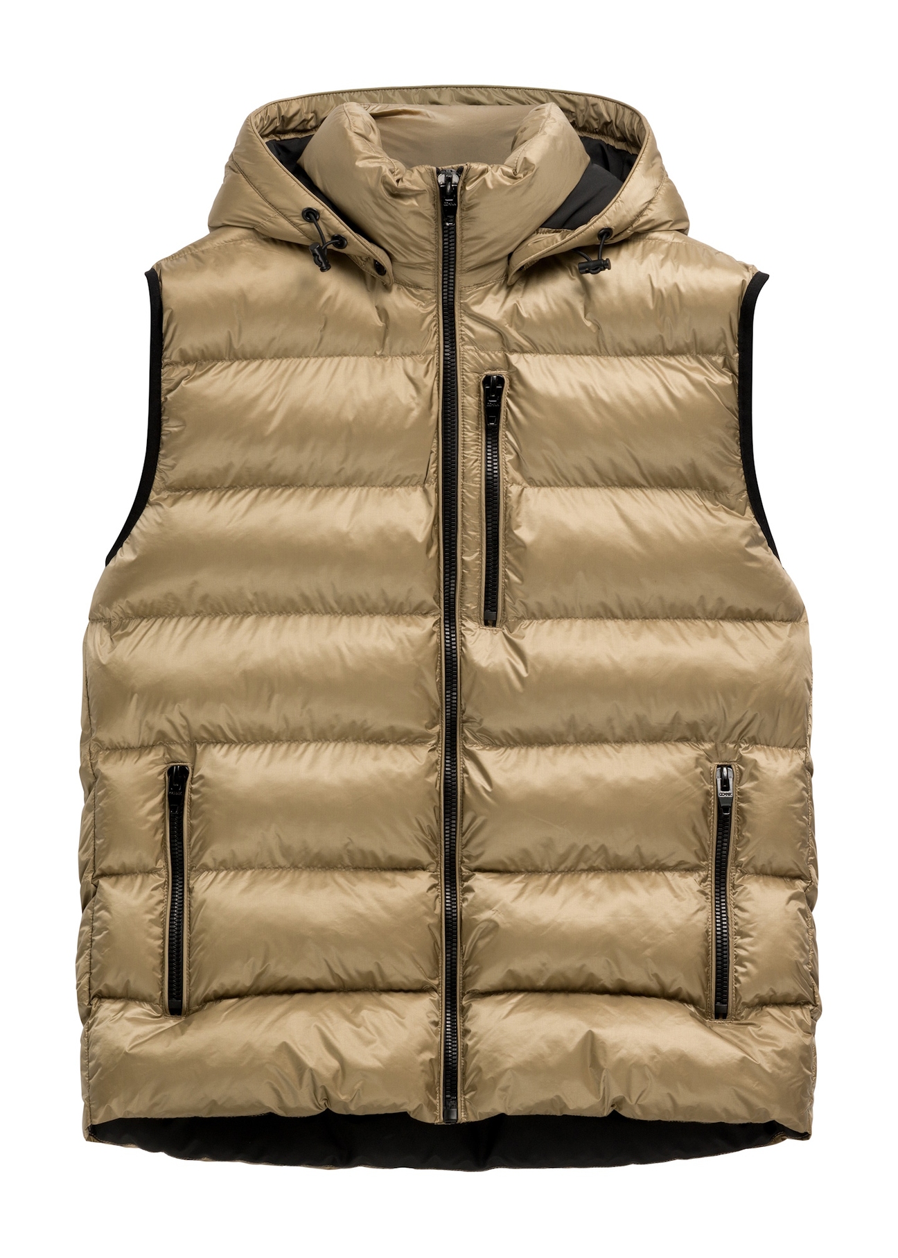 Sage men's quilted vest with hood KAMMT-0010-8F(Z26), front product view on white background.
