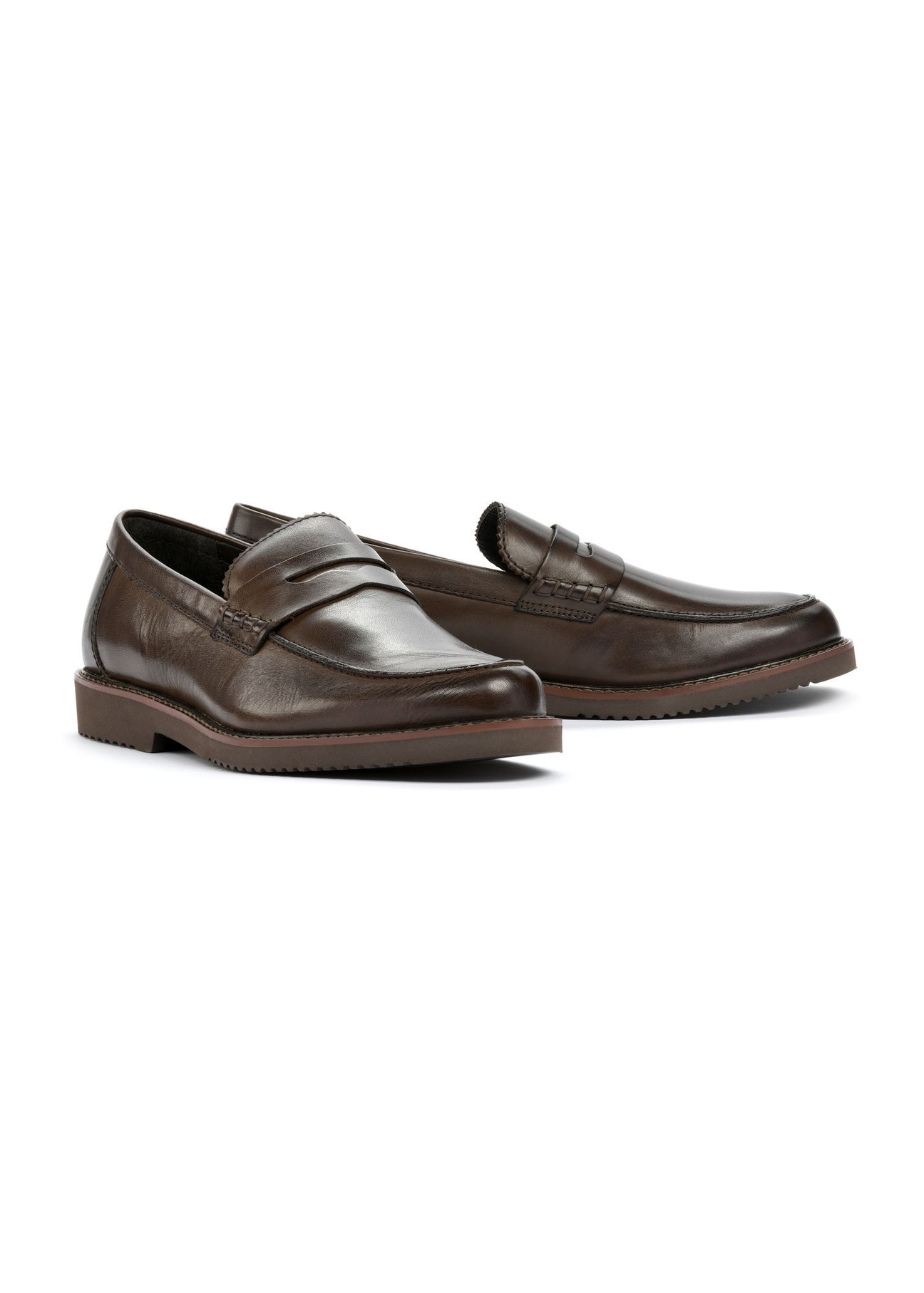 Dark brown leather men's loafers BUTYM-0502-90(W25)-02