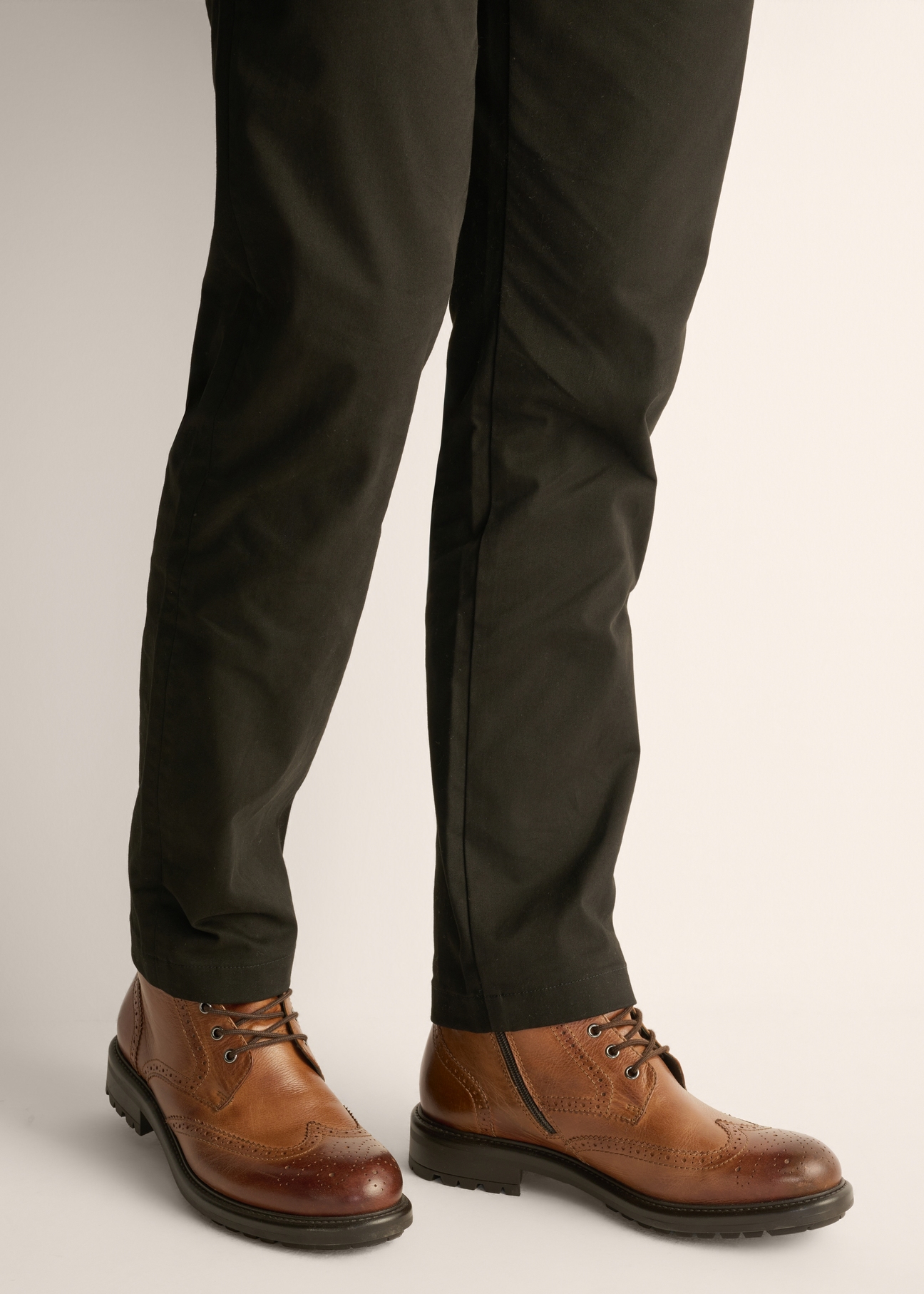Men's brown leather ankle boots BUTYM-0546-1H(Z26)