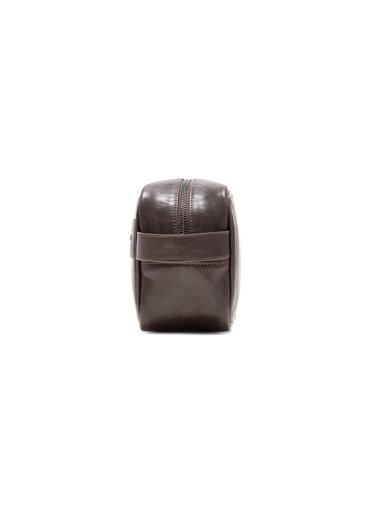 Brown men's cosmetic bag TORMS-0463-1H(Z26) side view of the product on a white background.