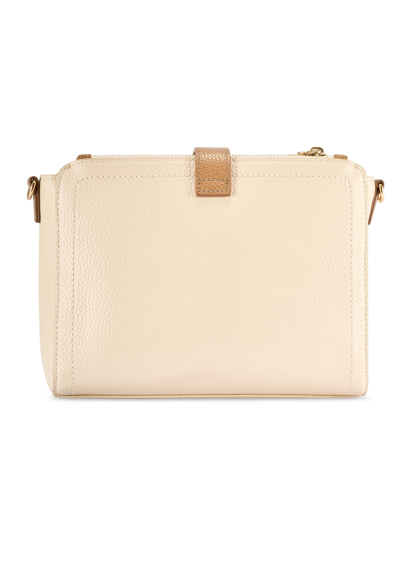 Cream leather shoulder bag TORES-1275-0B(W26) - product view from the back, on a white background.