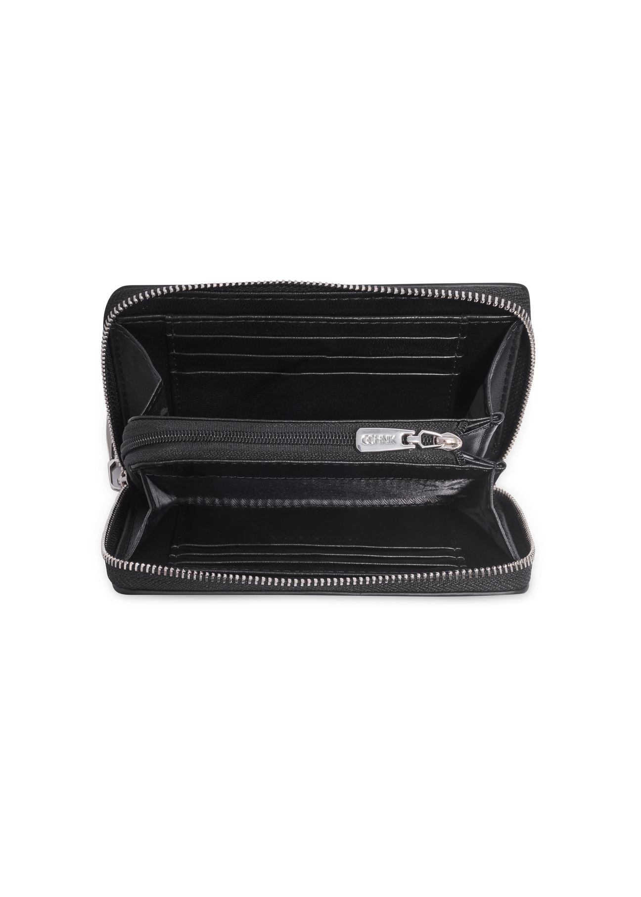 Black leather women's wallet PORES-1000-99(Z26), product view inside on white background.