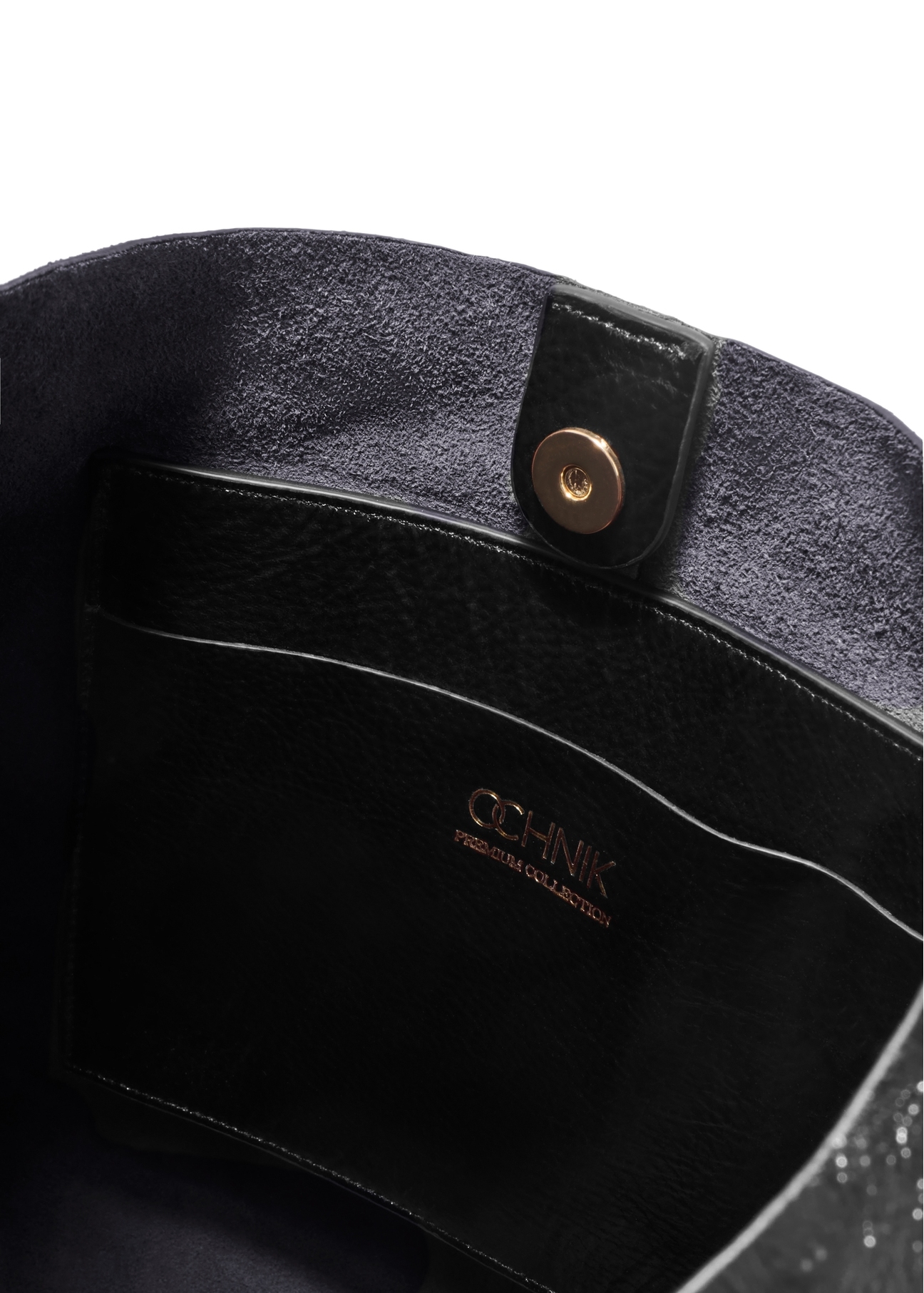 Large leather black women's handbag TORES-1179-9F(Z26), product view inside on white background.