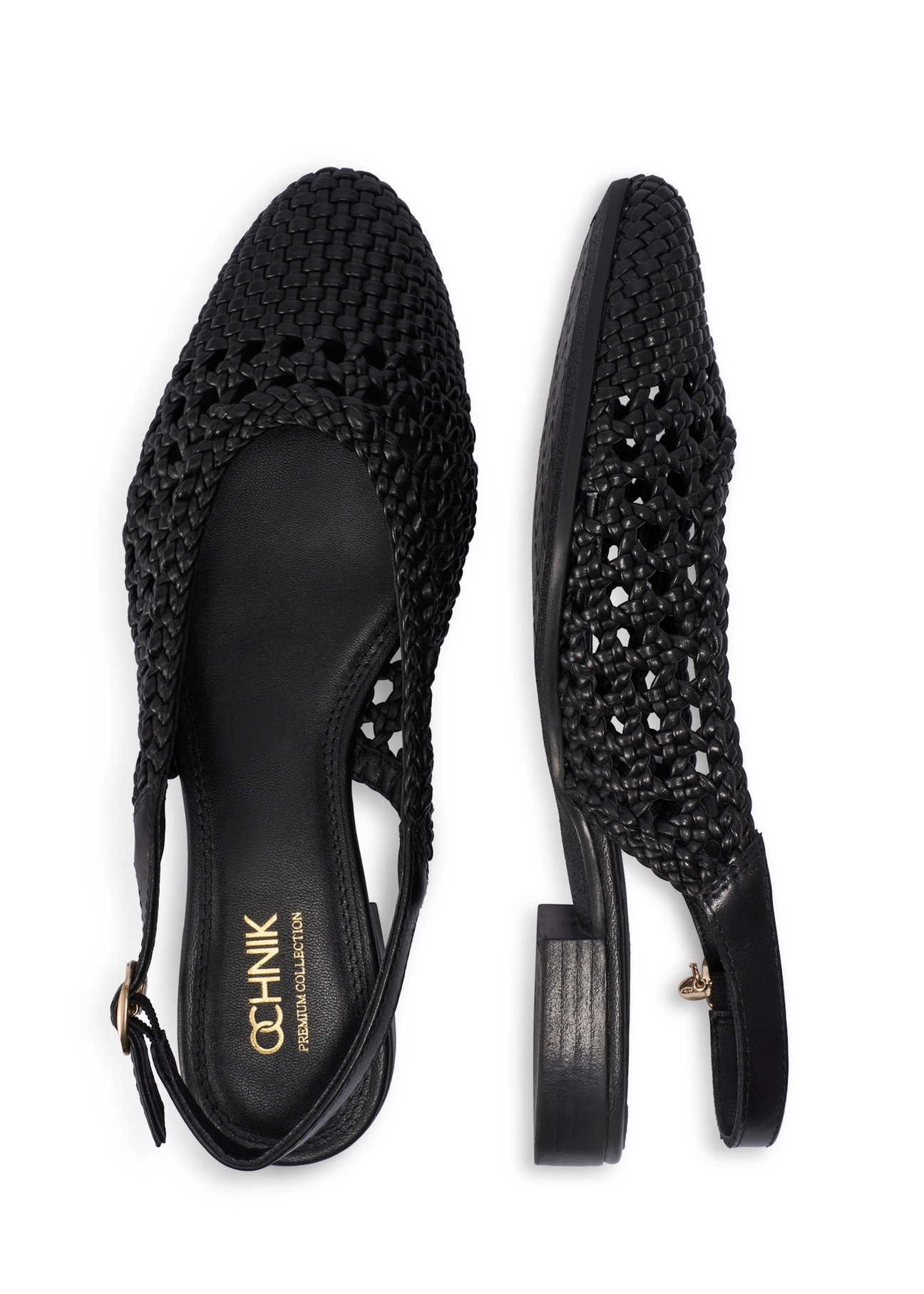 Black braided women's shoes BUTYD-1252-99(W26), top view of the product on a white background.