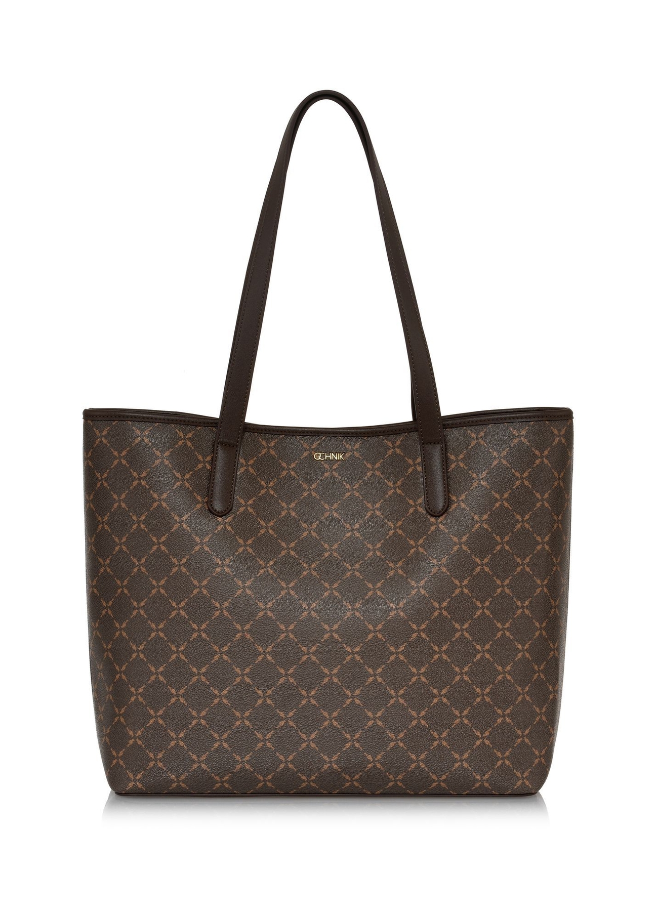 Women's brown shopper bag TOREC-0816A-89(Z25) - front view of the product on a white background.