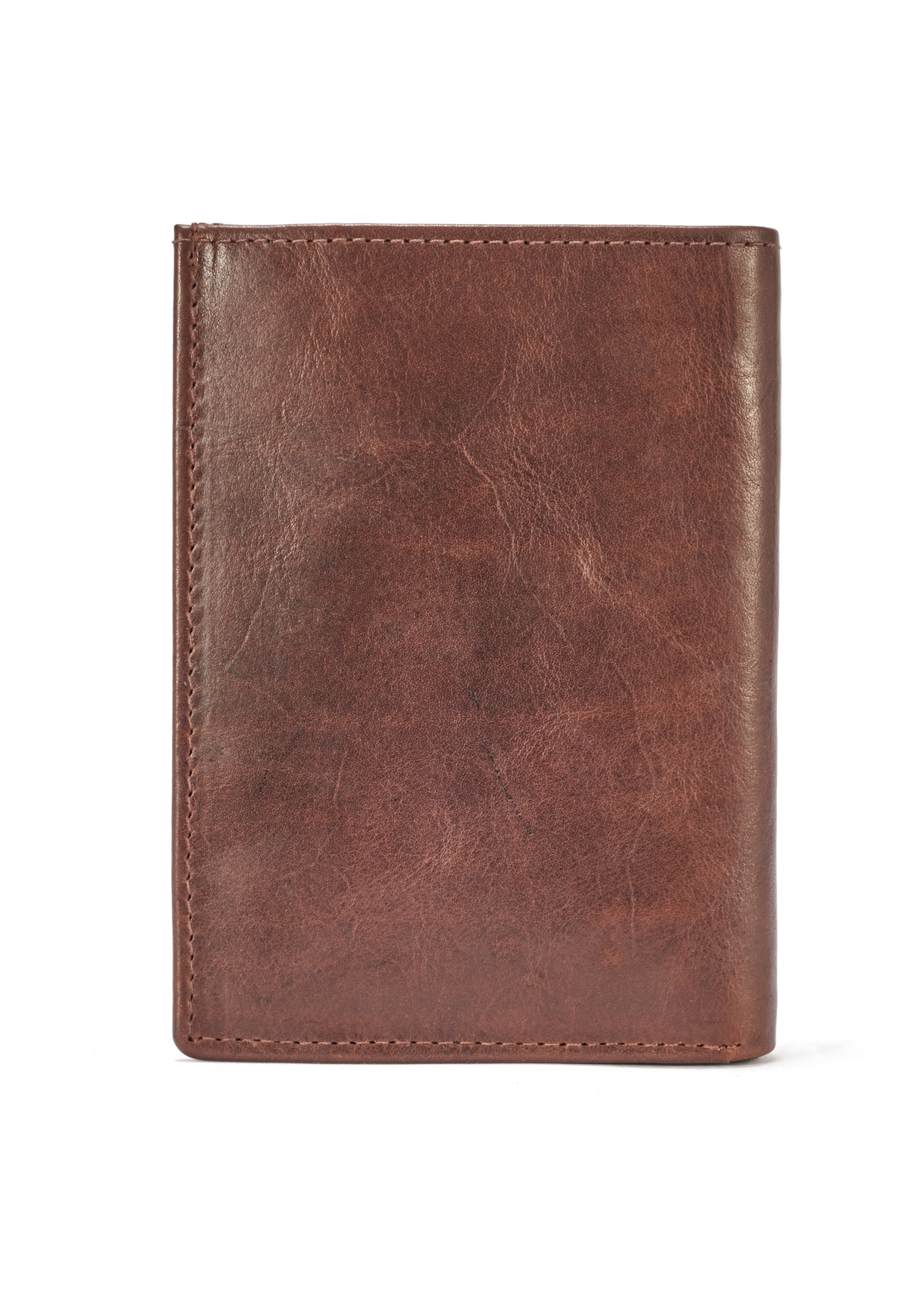 Brown men's leather wallet PORMS-0611A-79(W25), product view from the back on a white background.