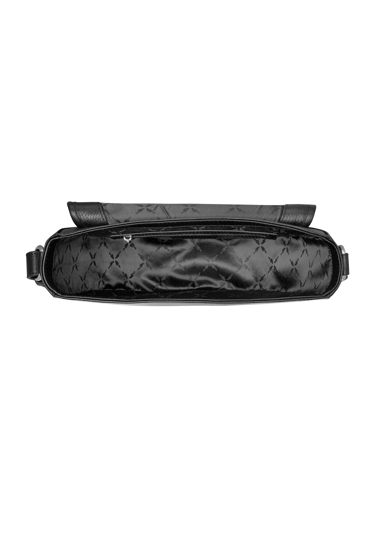 Women's black leather messenger bag TORES-1346-9I(Z26), product view inside on white background.