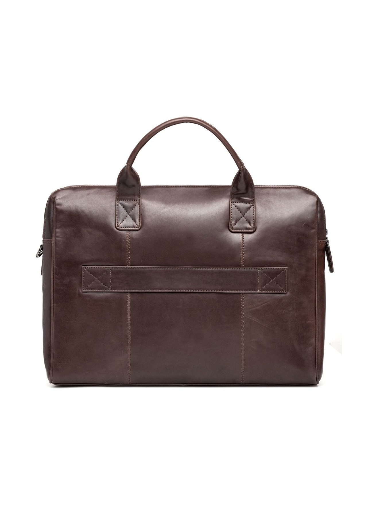 Brown leather men's bag TORMS-0460-1H(Z26) product view from the back on a white background.
