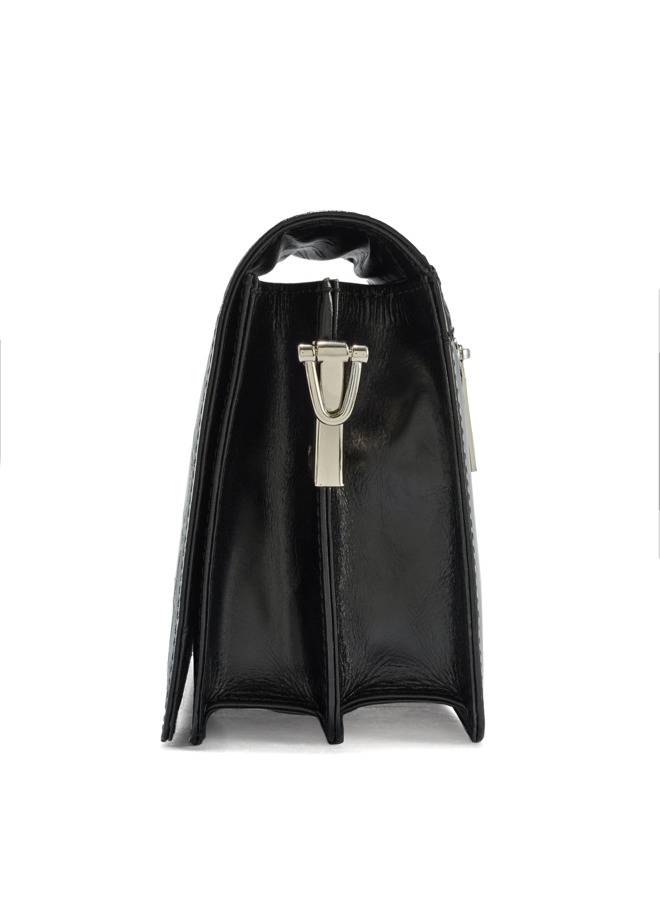 Black croco leather handbag TORES-1176-99(Z25), product view from the side on a white background.