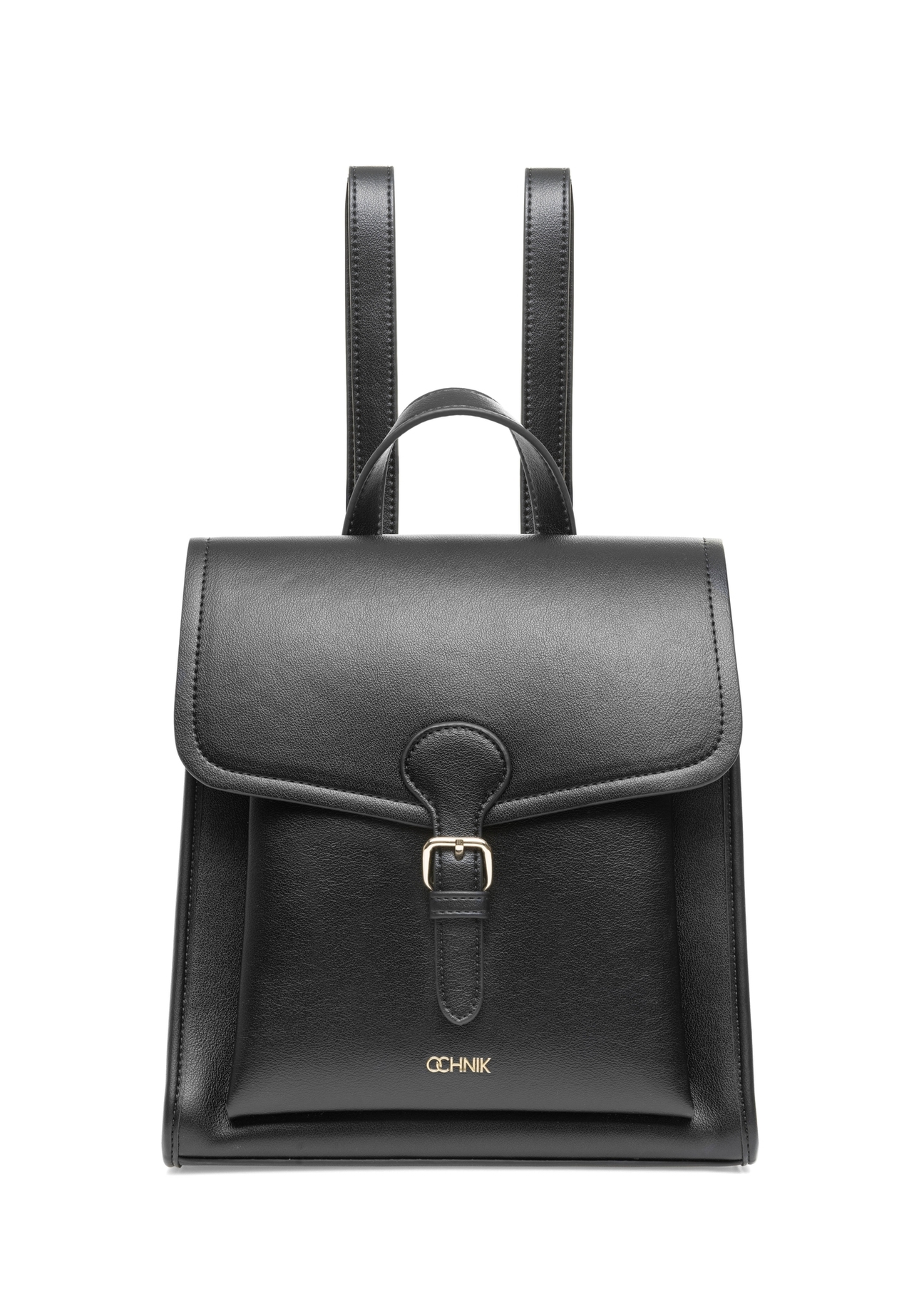 Black medium elegant women's backpack TOREC-0985A-99(Z25), product visible from the front on a white background.