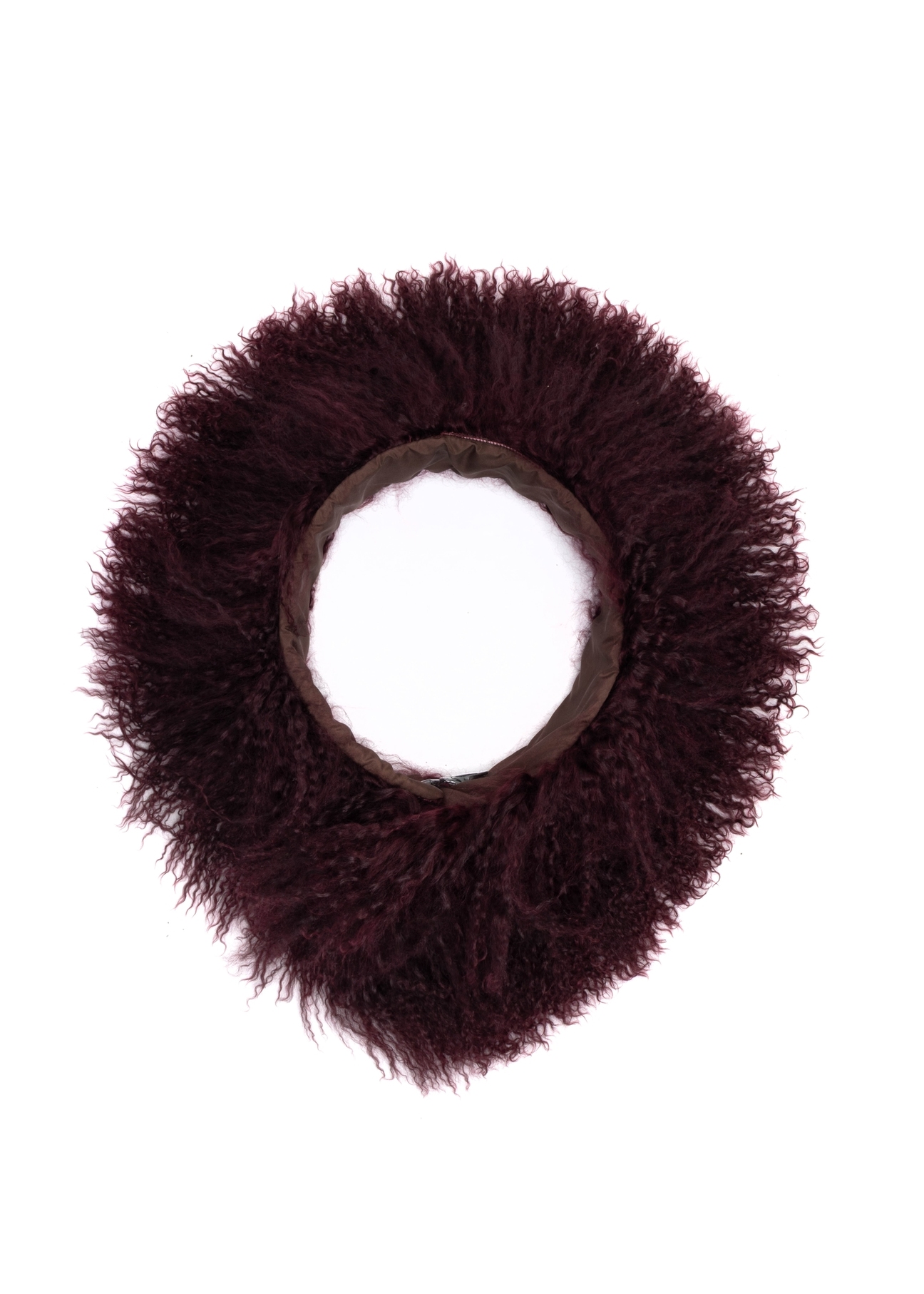 Burgundy natural fur scarf SZADF-0034-4D(Z26), front product view on white background.