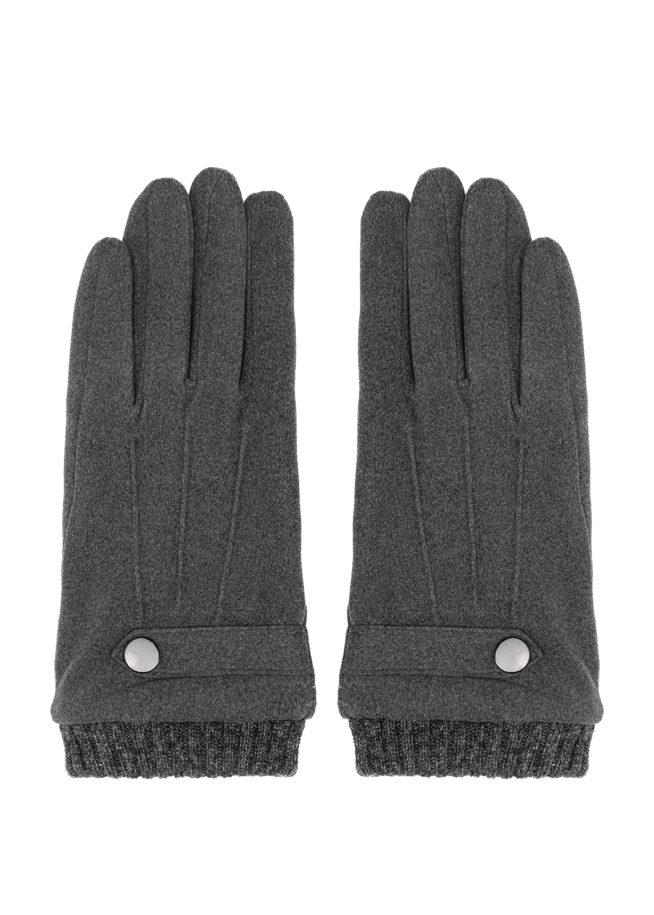 Gray insulated men's gloves REKMT-0004-9B(Z26) - product view from above, on a white background.