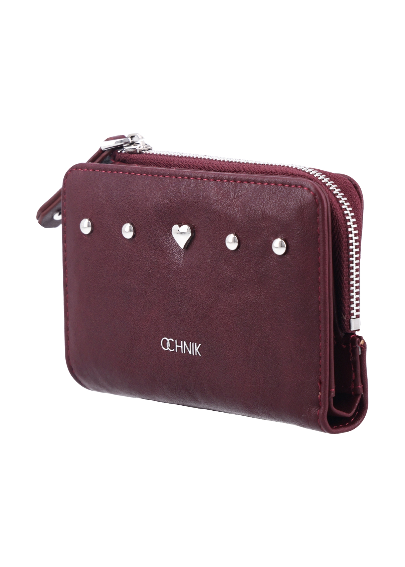 Burgundy small women's wallet POREC-0445-4D(Z26) - diagonal product view, on a white background.
