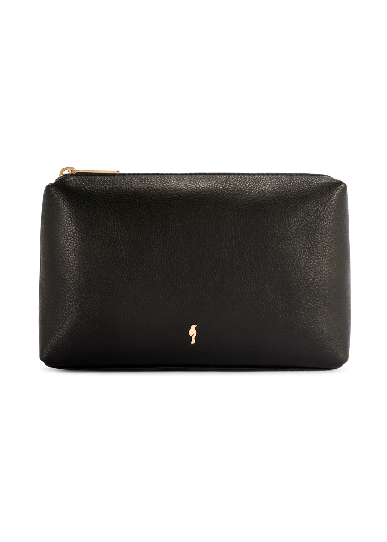 Black leather women's cosmetic bag TORES-1229-99(W26), product view from the front on a white background.