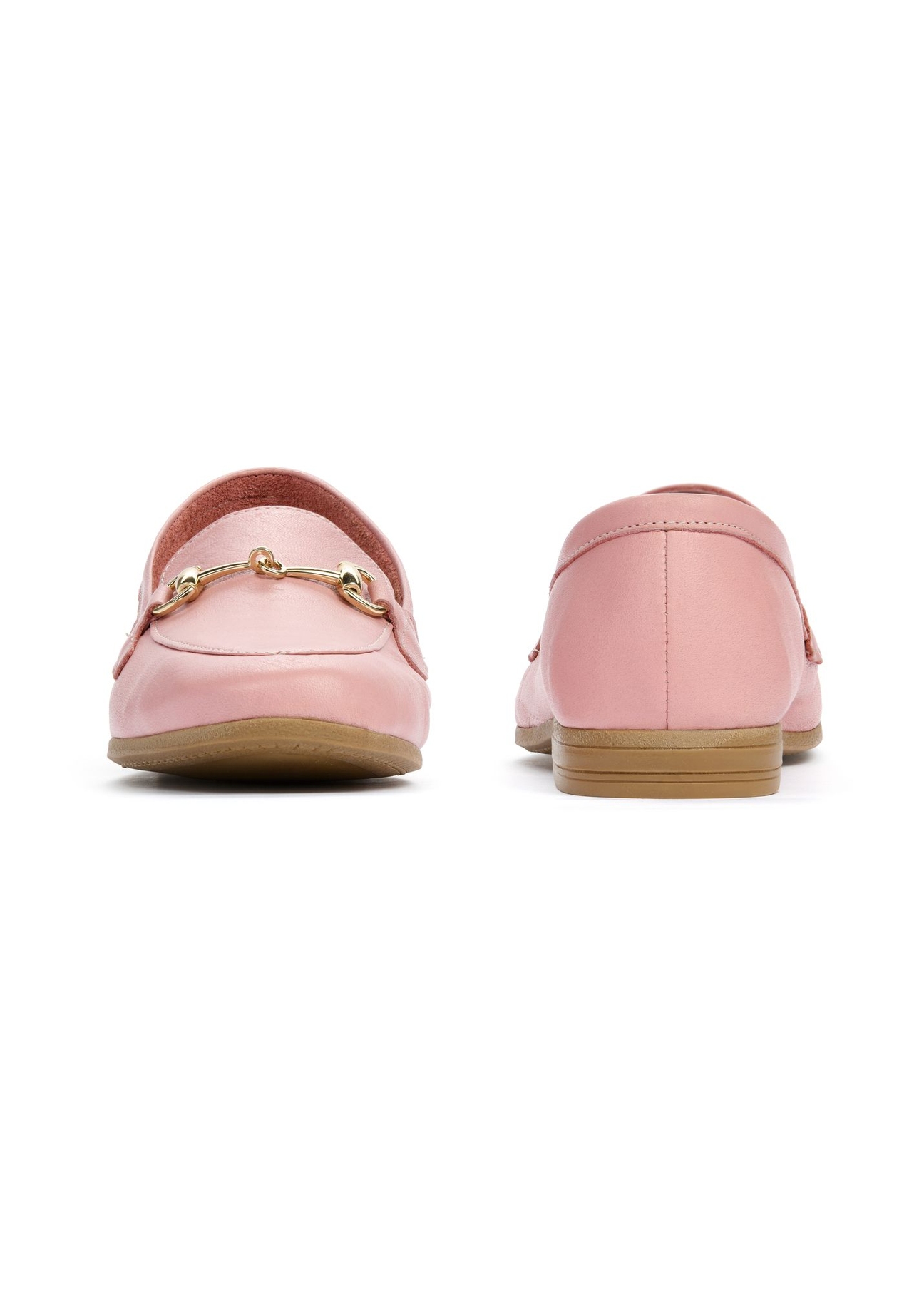 Leather pink women's moccasins with buckle BUTYD-0916-31(W25)
