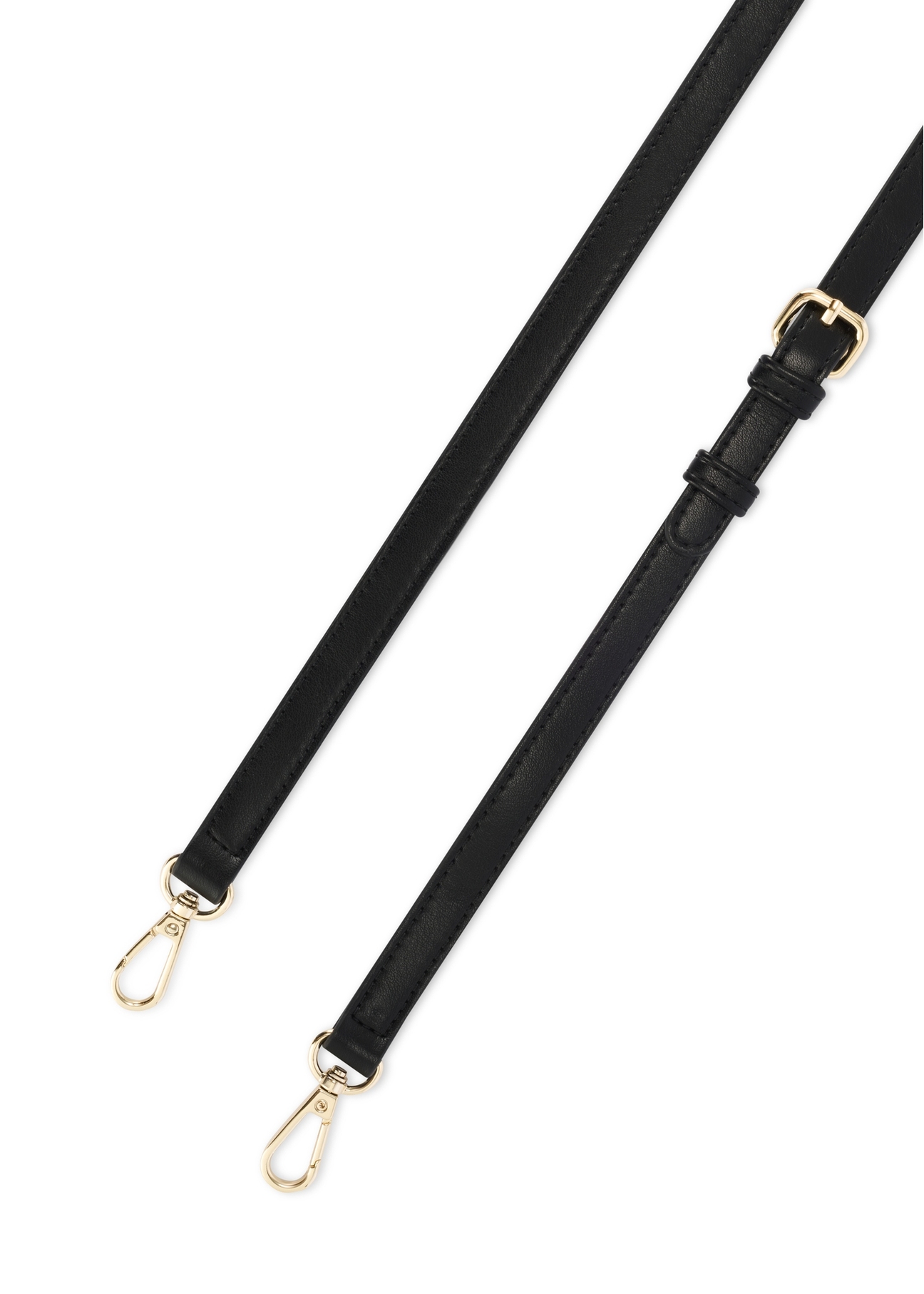 Black women's handbag TOREC-1080-99(Z25), close-up of the product's detachable strap, view on a white background.