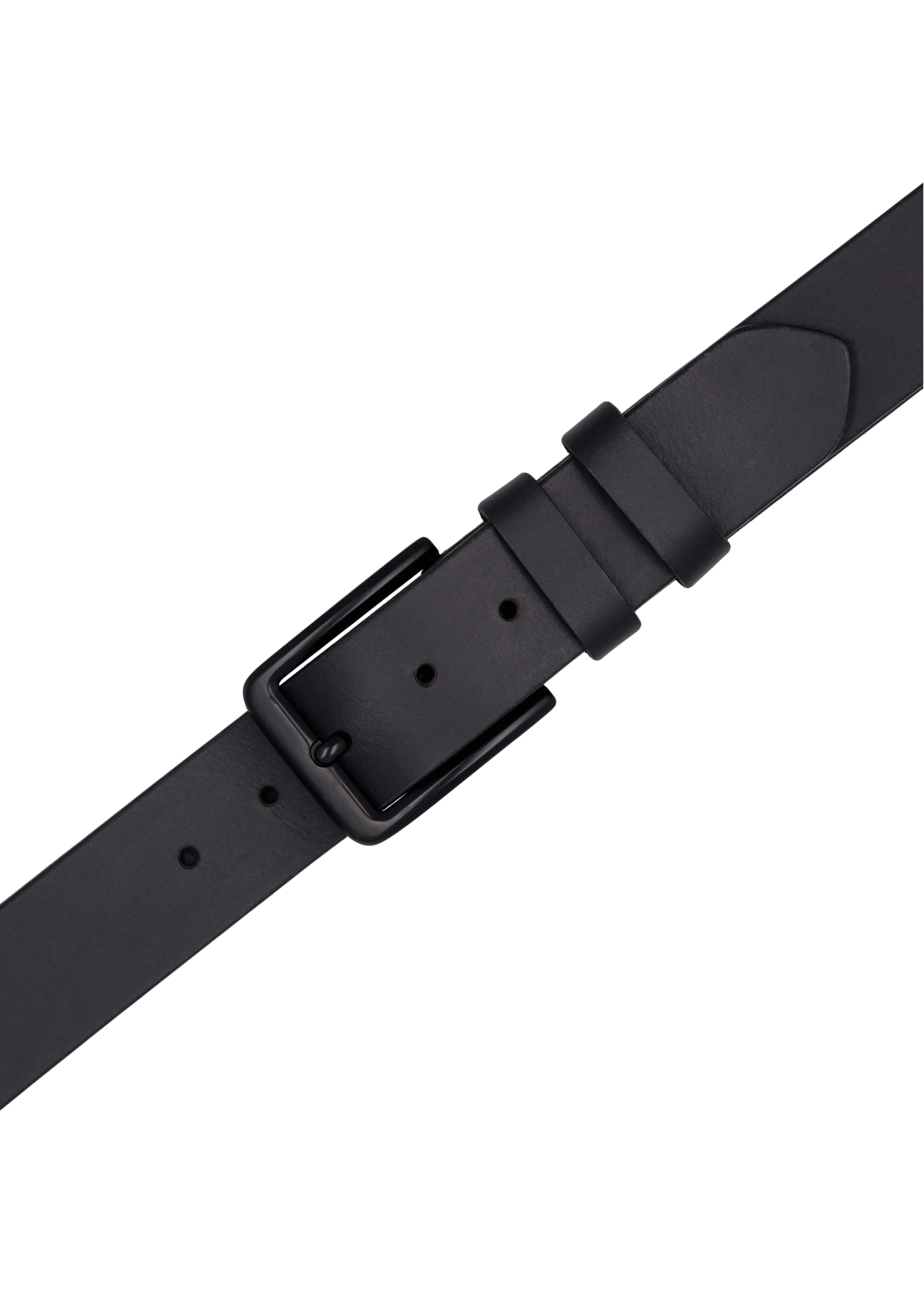 Black men's leather belt PASMS-0287-99(Z26), view of the buckle against a white background.
