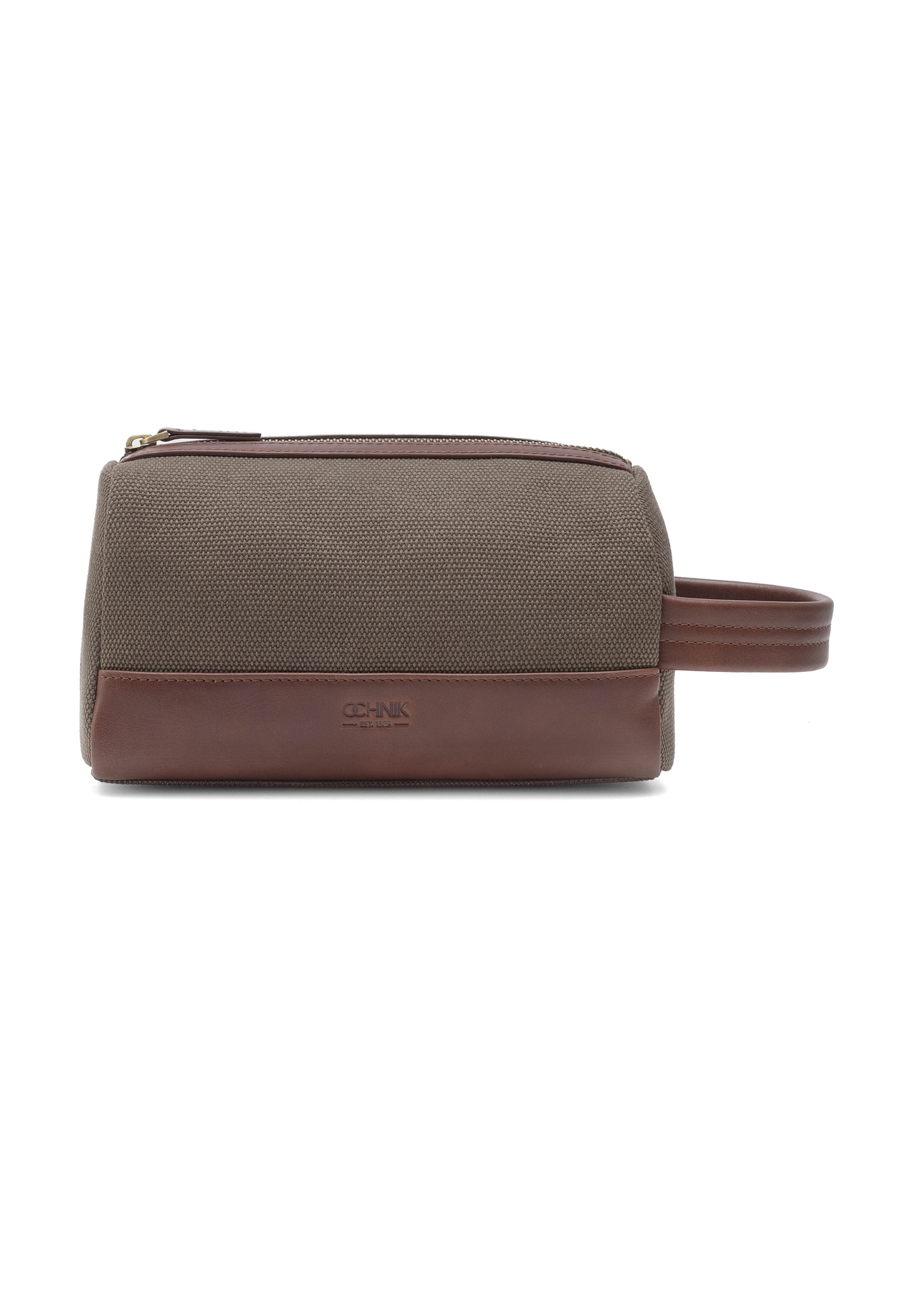 Men's khaki cosmetic bag TORMN-0373-55(Z25), front product view on white background.