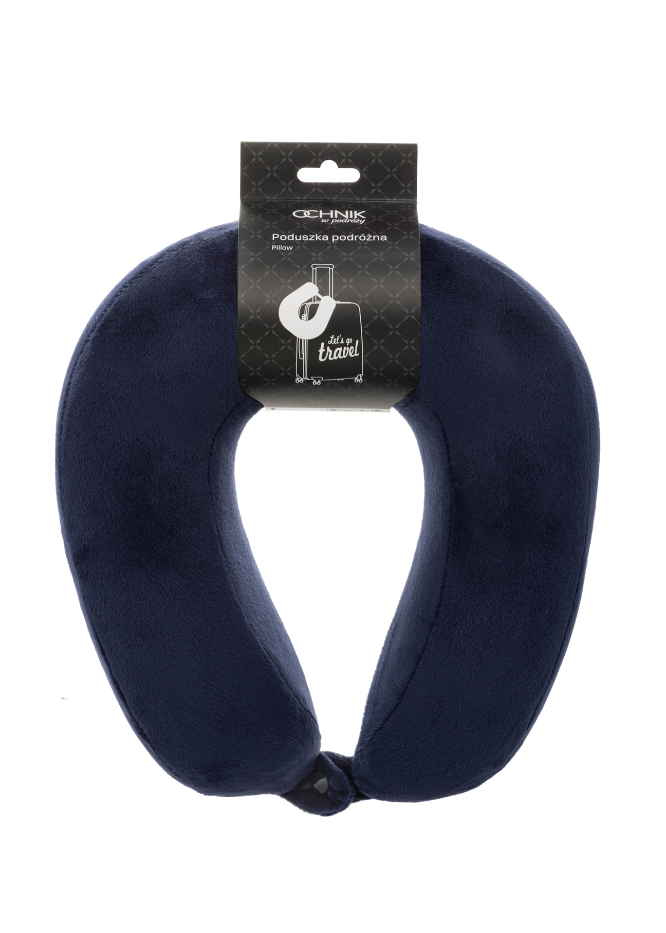 Navy blue soft headrest AW-014-0004-7D(W26), product view with packaging on white background.
