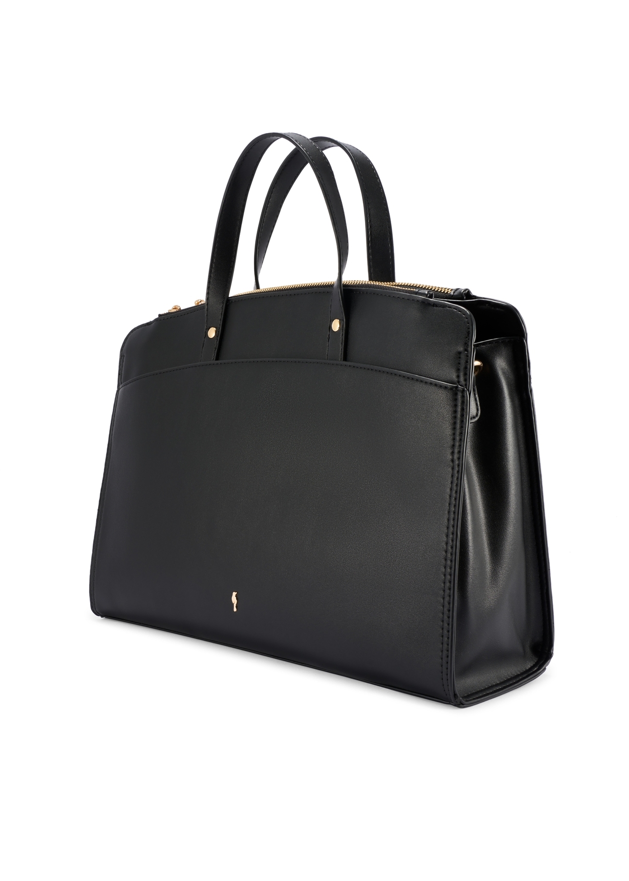 Black women's imitation leather bag TOREC-1143-99(W26), diagonal product view on white background.