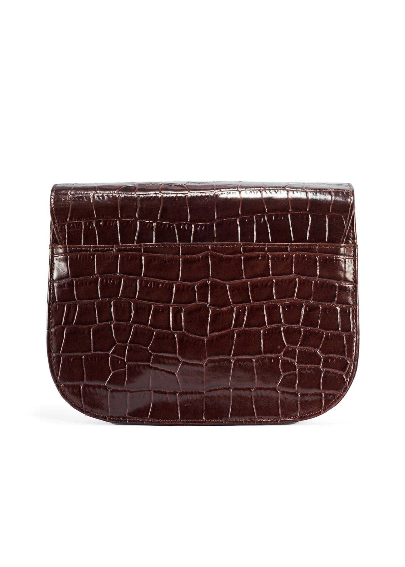 Leather brown croco handbag for women TORES-1129E-89(Z25), rear view of the product on a white background.