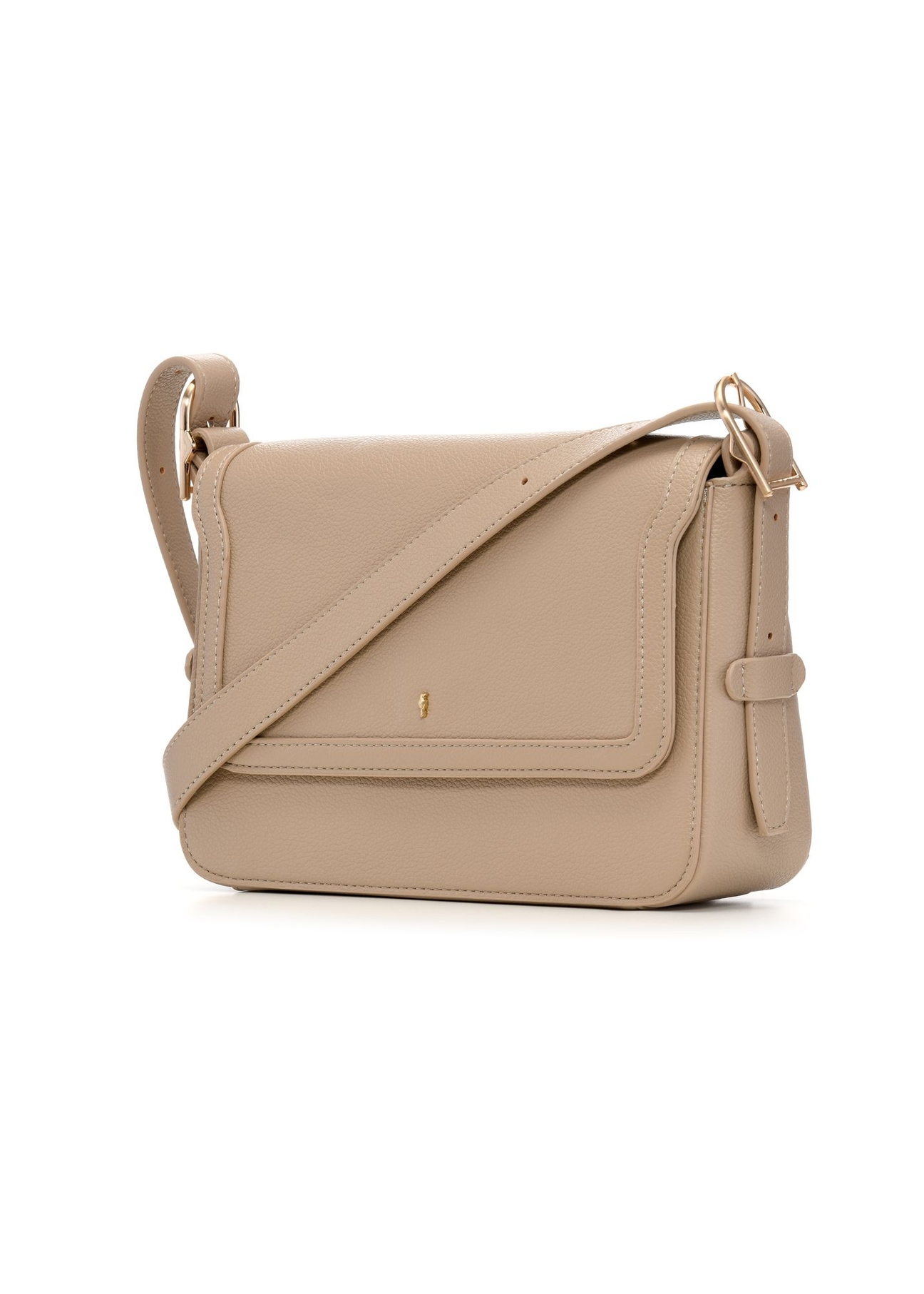 Beige women's messenger bag TOREC-1250-1B(Z26) - diagonal product view, on a white background.