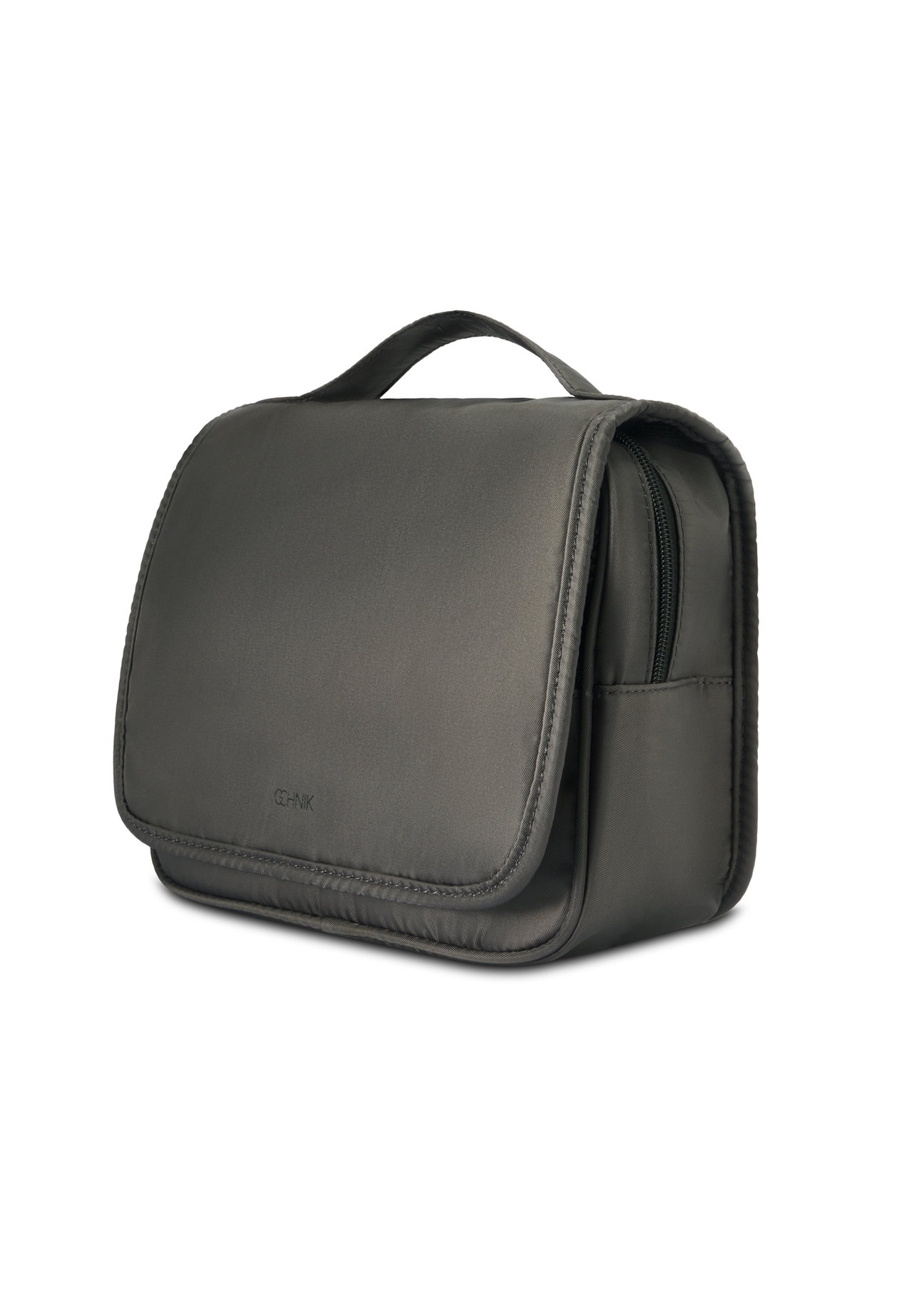 Men's cosmetic bag in dark gray color TORMN-0370-95(Z25), diagonal view of the product on a white background.