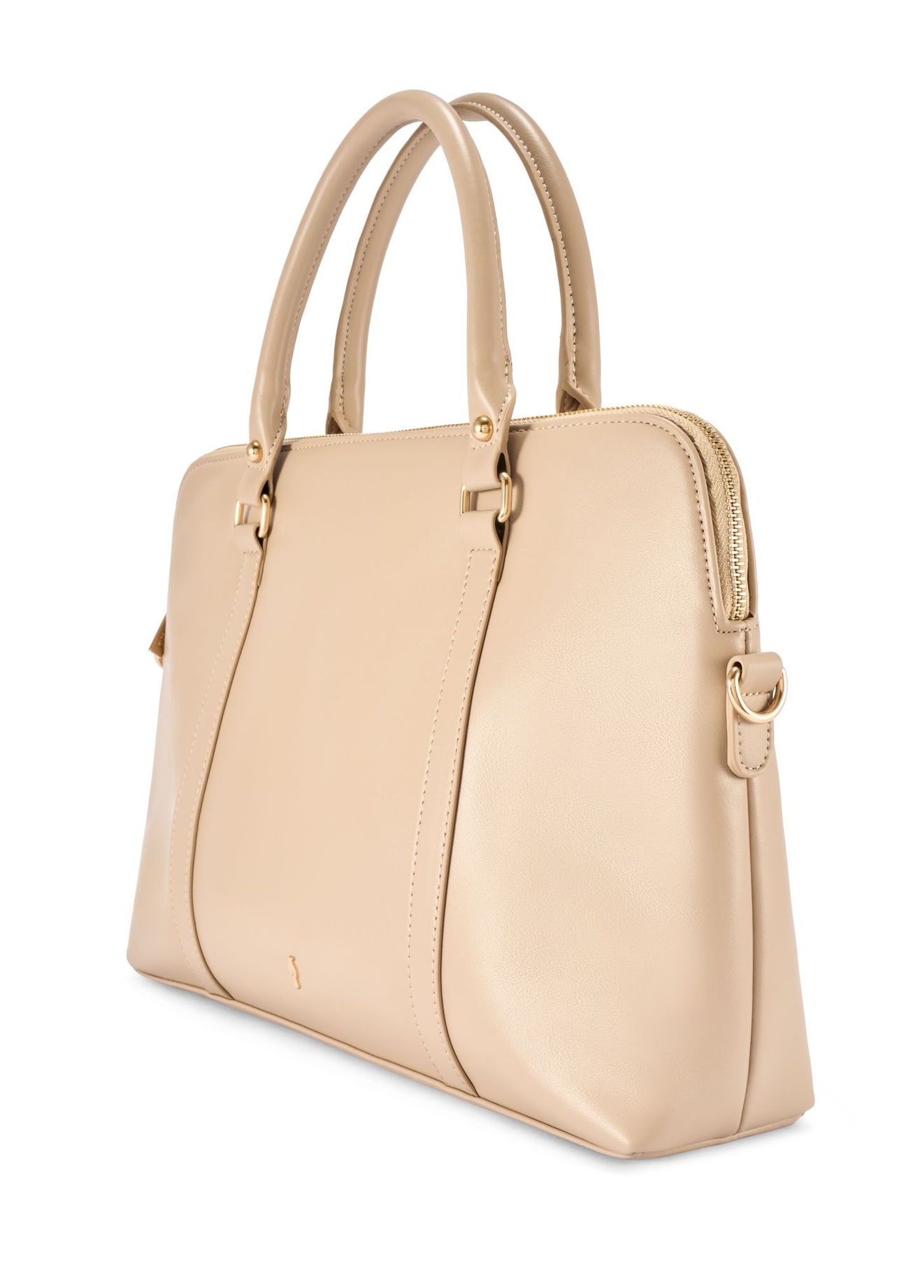 Beige women's laptop bag TOREC-1130-1A(W26) - diagonal product view, on a white background.