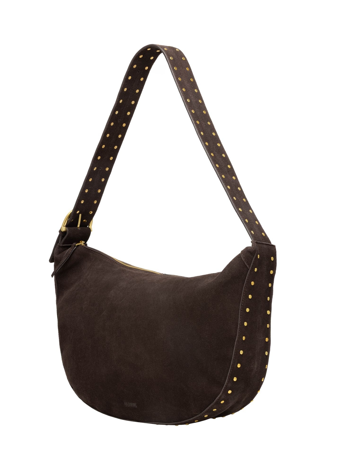 Brown suede women's hobo bag TORES-1384-1I(Z26) - diagonal product view, on a white background.