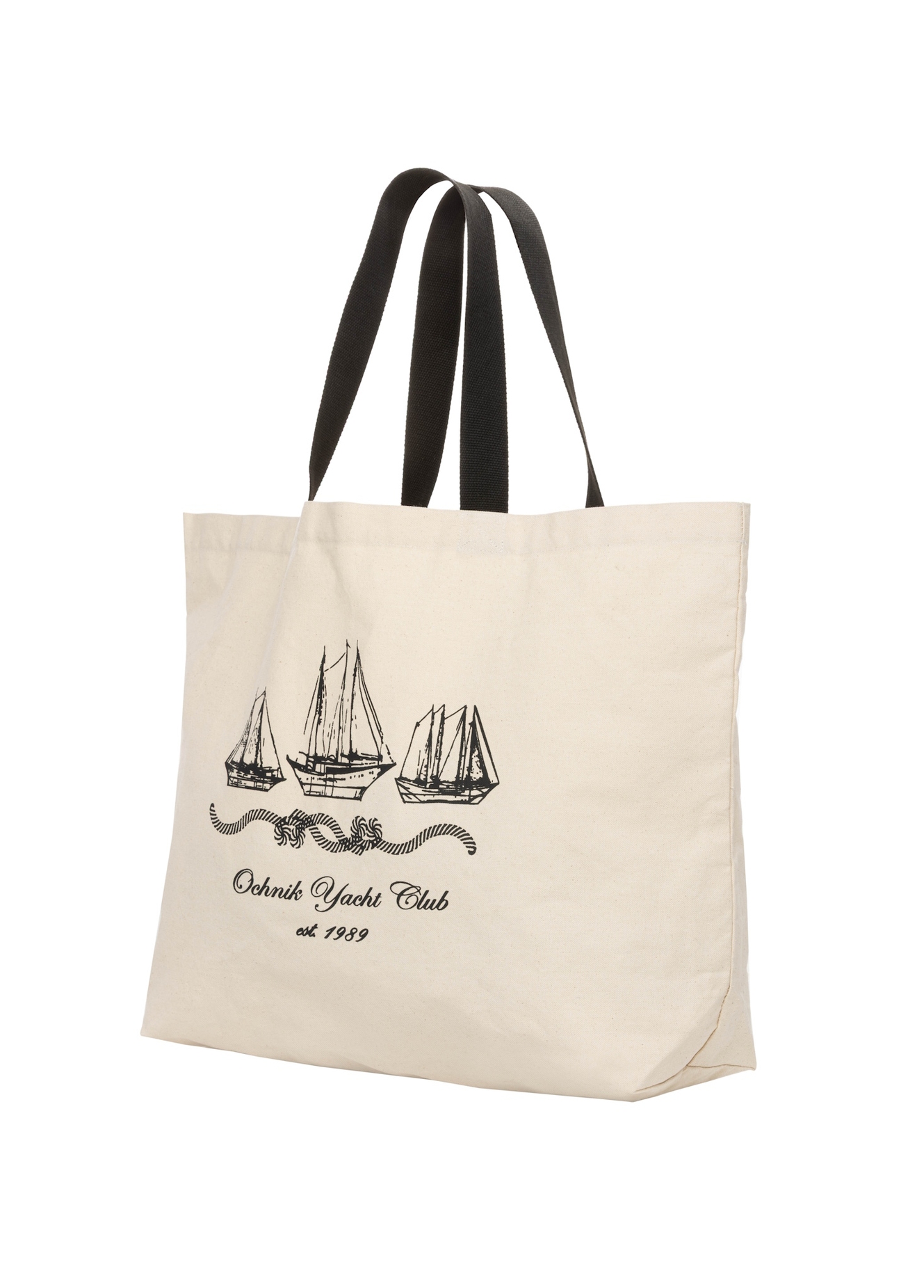 Cream cotton bag with print TOREN-0136-0P(W26), diagonal product view on white background.