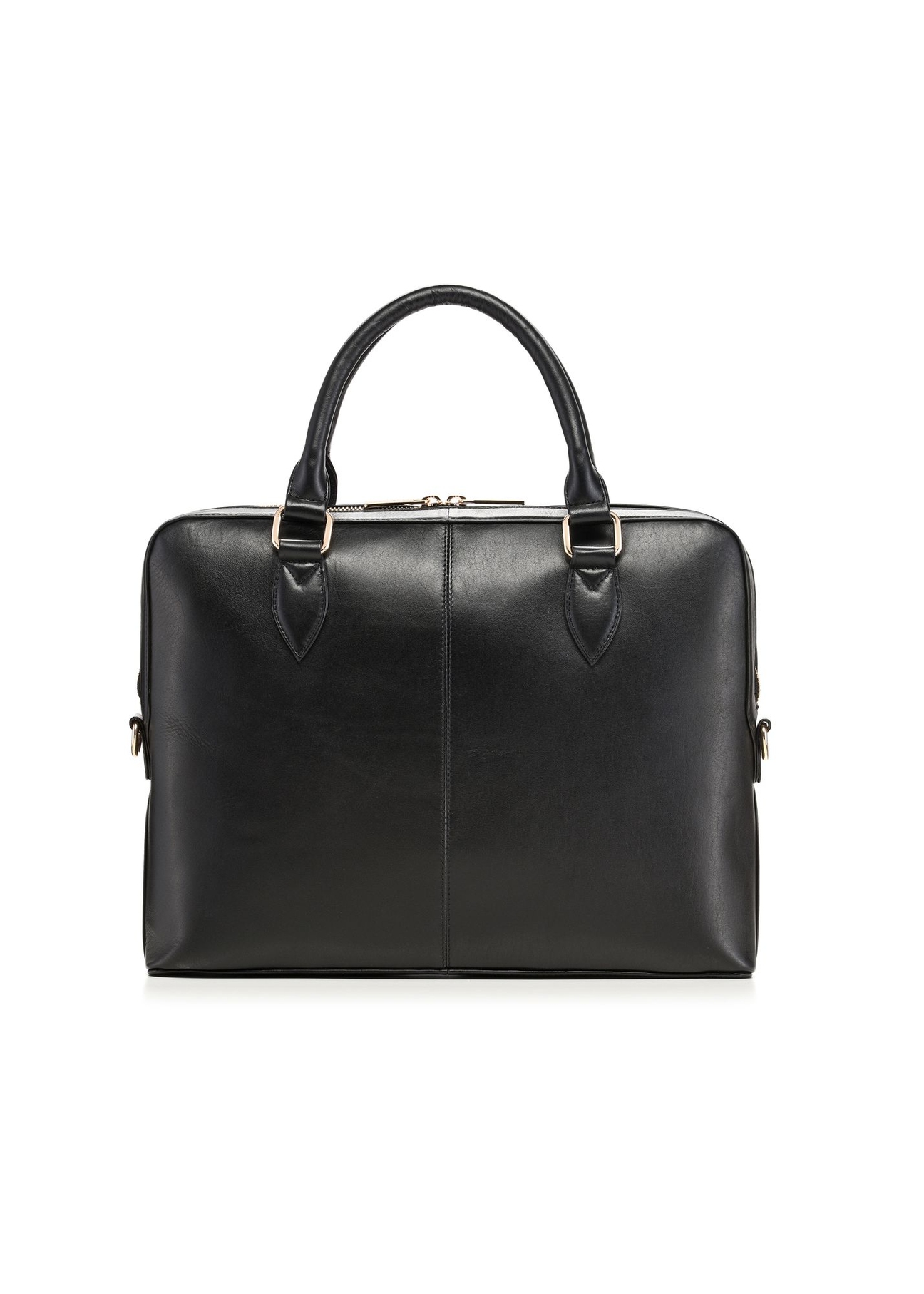 Black leather laptop bag TORES-1330-99(Z26) - product view from the back, on a white background.