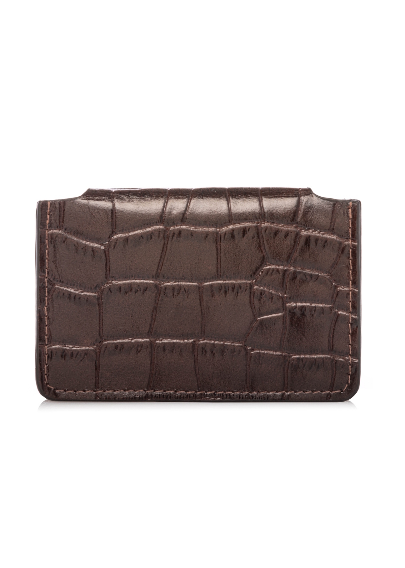 Small brown leather women's wallet PORES-0890-1H(W26), back view of the product on a white background.