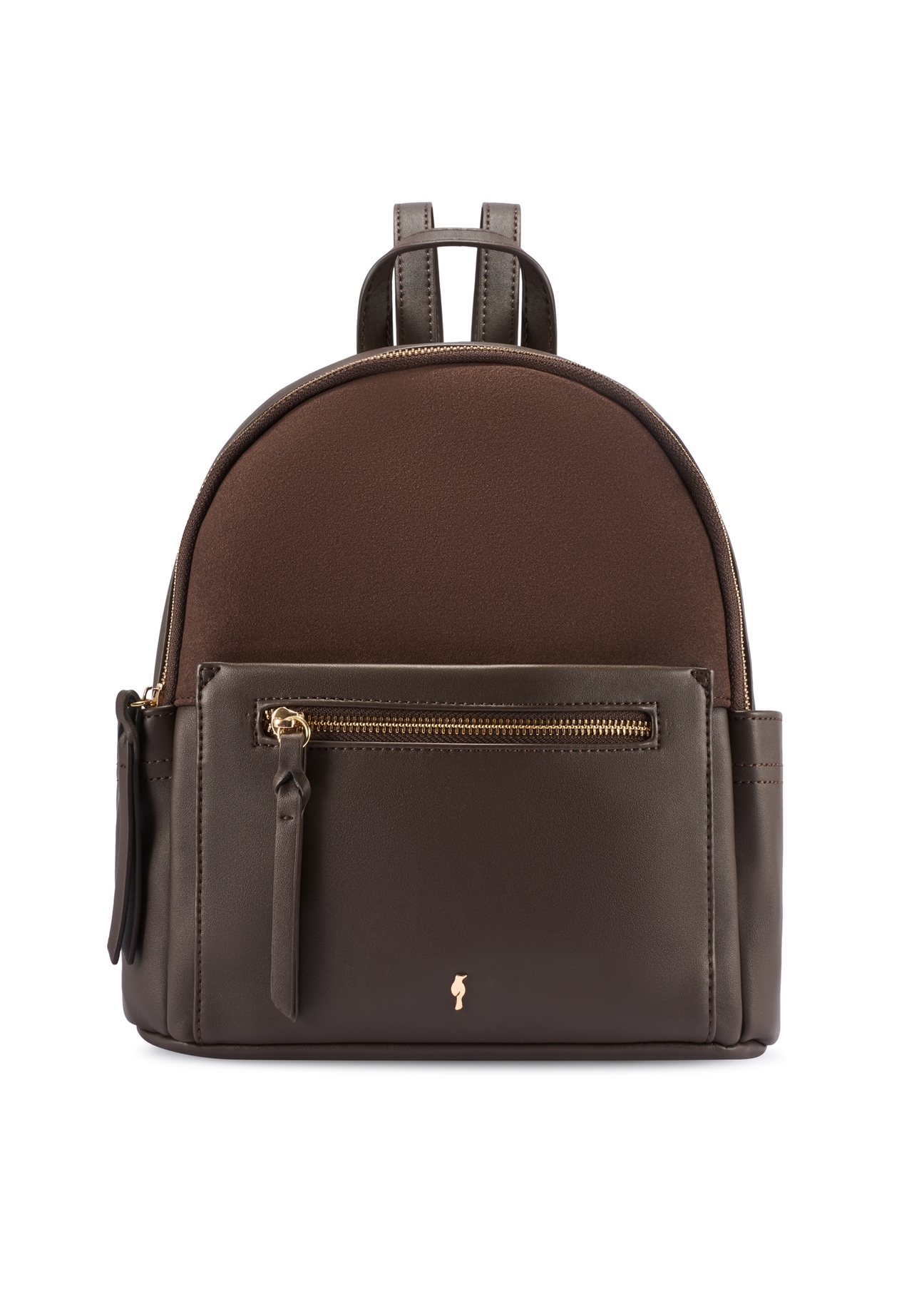 Brown women's backpack TOREC-1125-1I(W26), product view from the front on a white background.