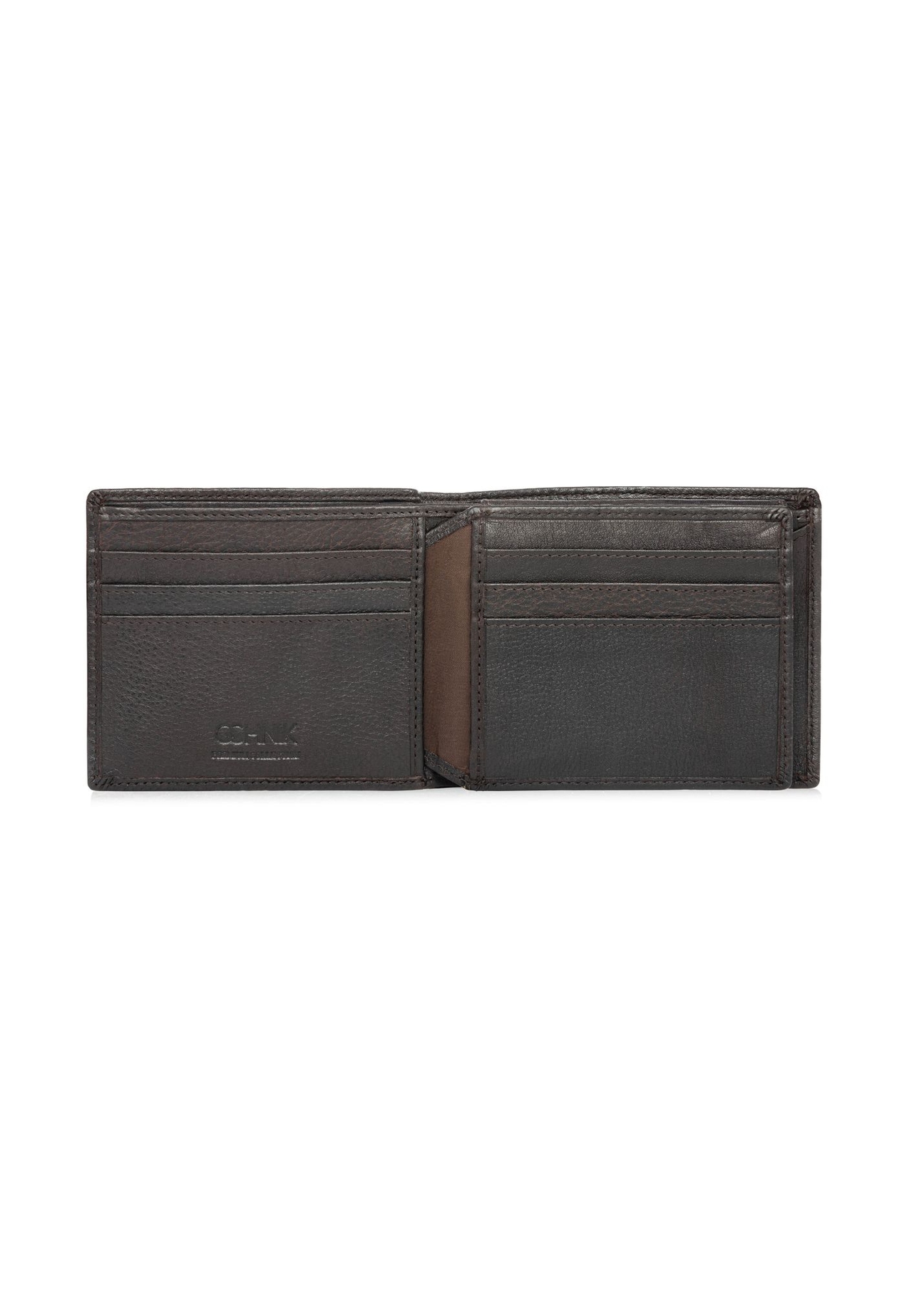 Dark brown small leather men's wallet PORMS-0687-1I(W26) - product view from above, on white background.