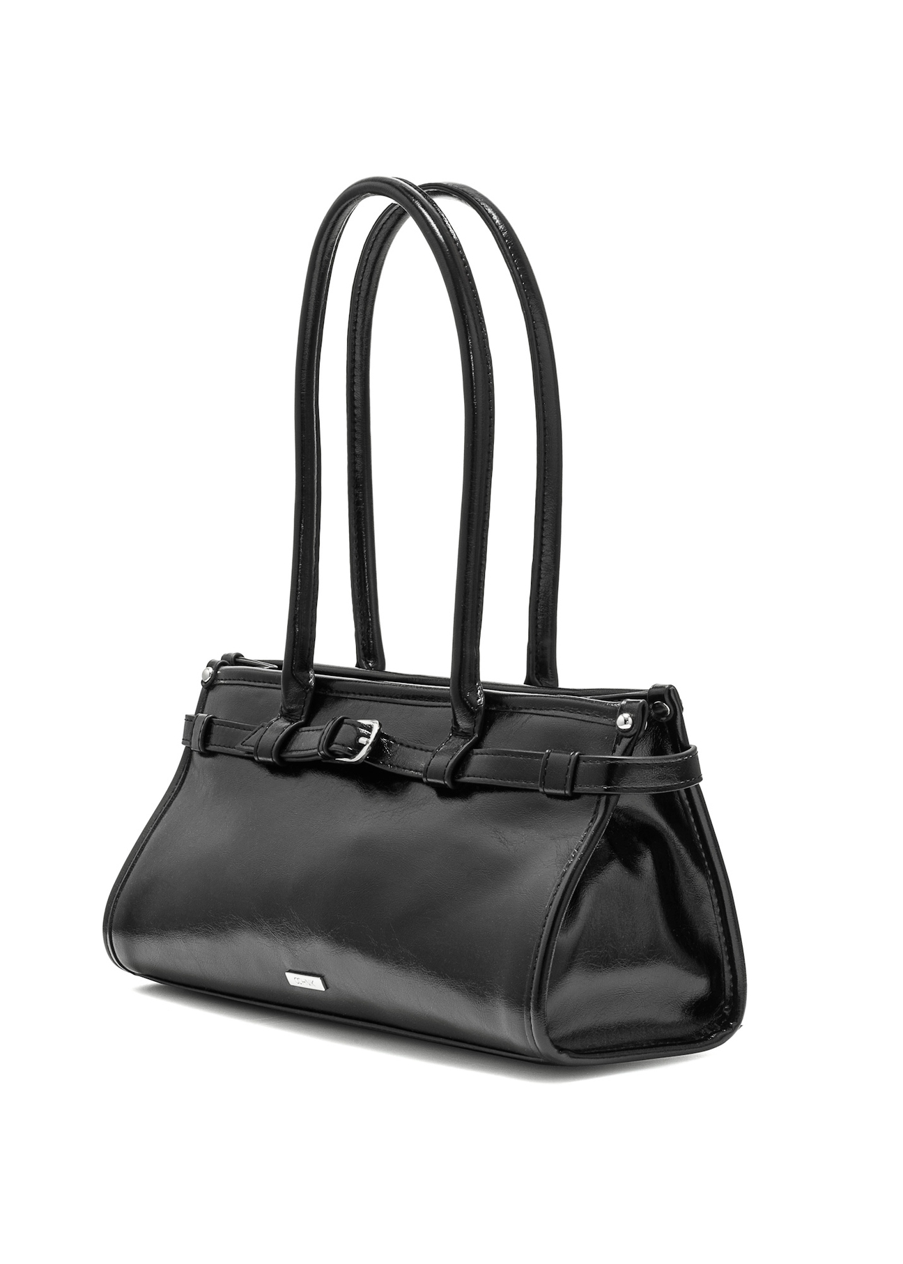 Black elegant women's handbag TOREC-1065-99(Z25), diagonal view of the product on a white background.